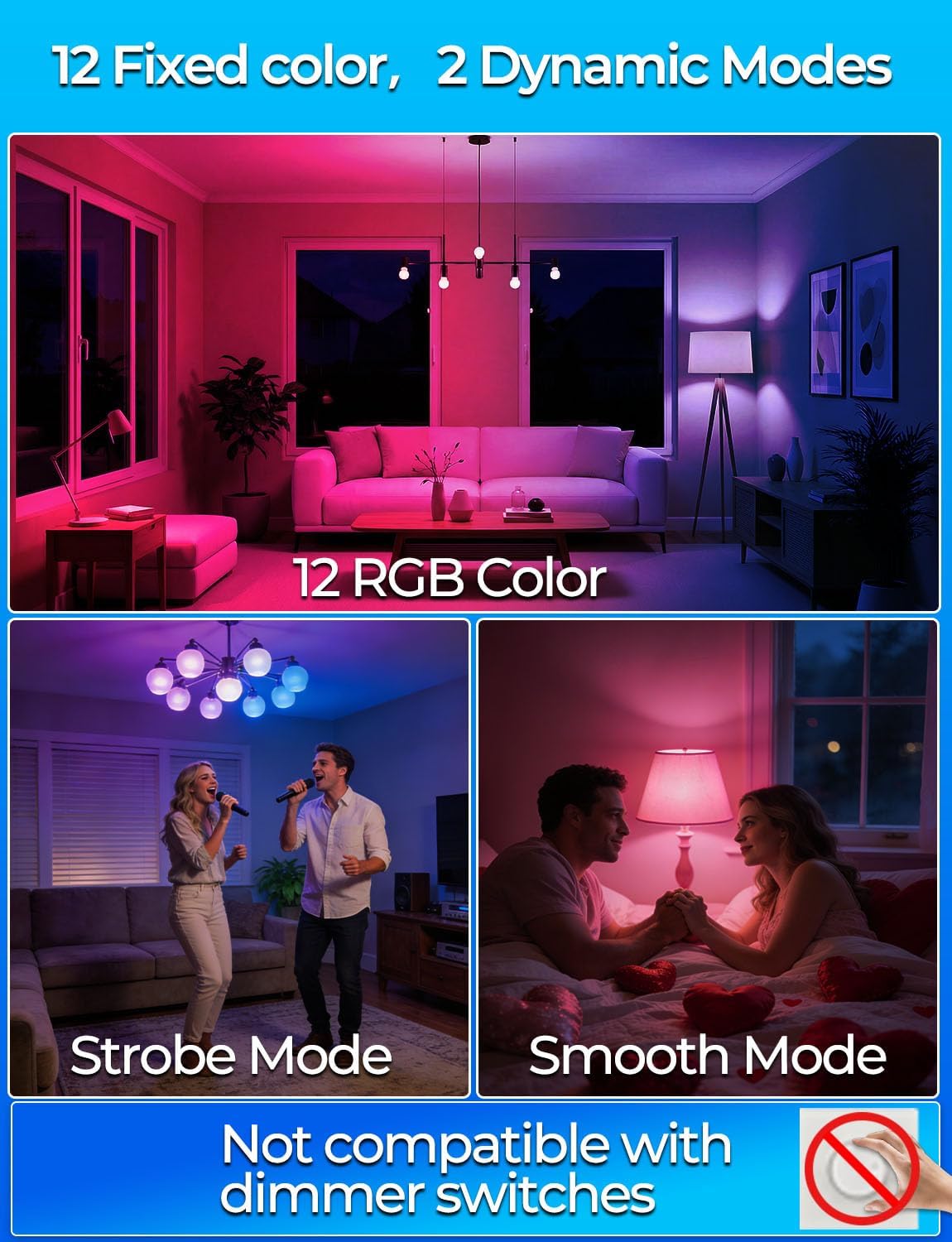 Alternative view of ILC RGB LED Color Changing Light Bulb, 40W Equivalent, 450LM, 2700K Warm White 5W E26 Screw Base RGBW, Flood Light Bulb- 12 Color Choices - Timing Infrared Remote Control (4 Pack)