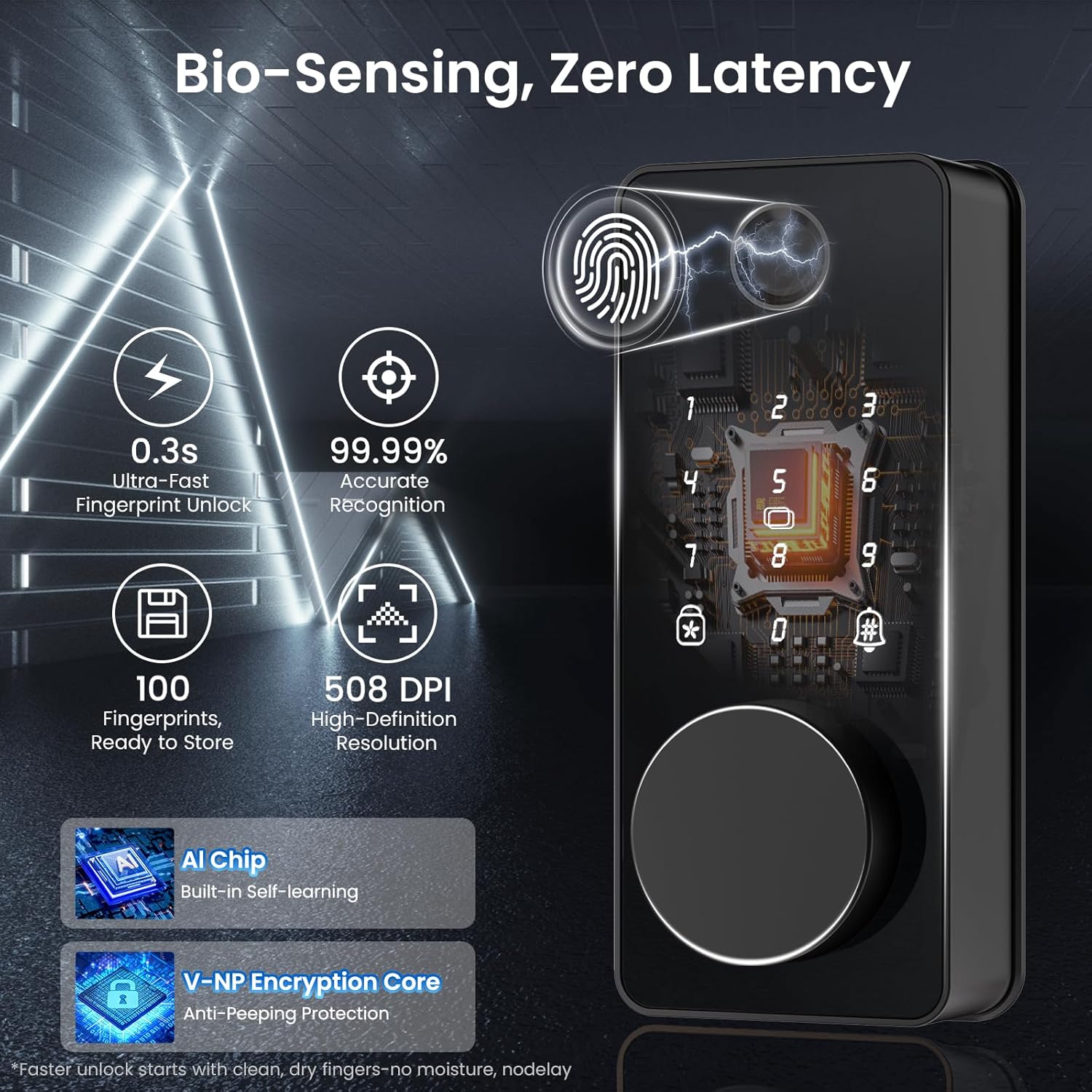 Biquole Smart Lock with Handles, Fingerprint Door Lock App Control, Keyless Entry Door Lock Set, Electronic Keypad Deadbolt, Auto & One Touch Lock, Easy Installation, IP54, Digital Smart Code