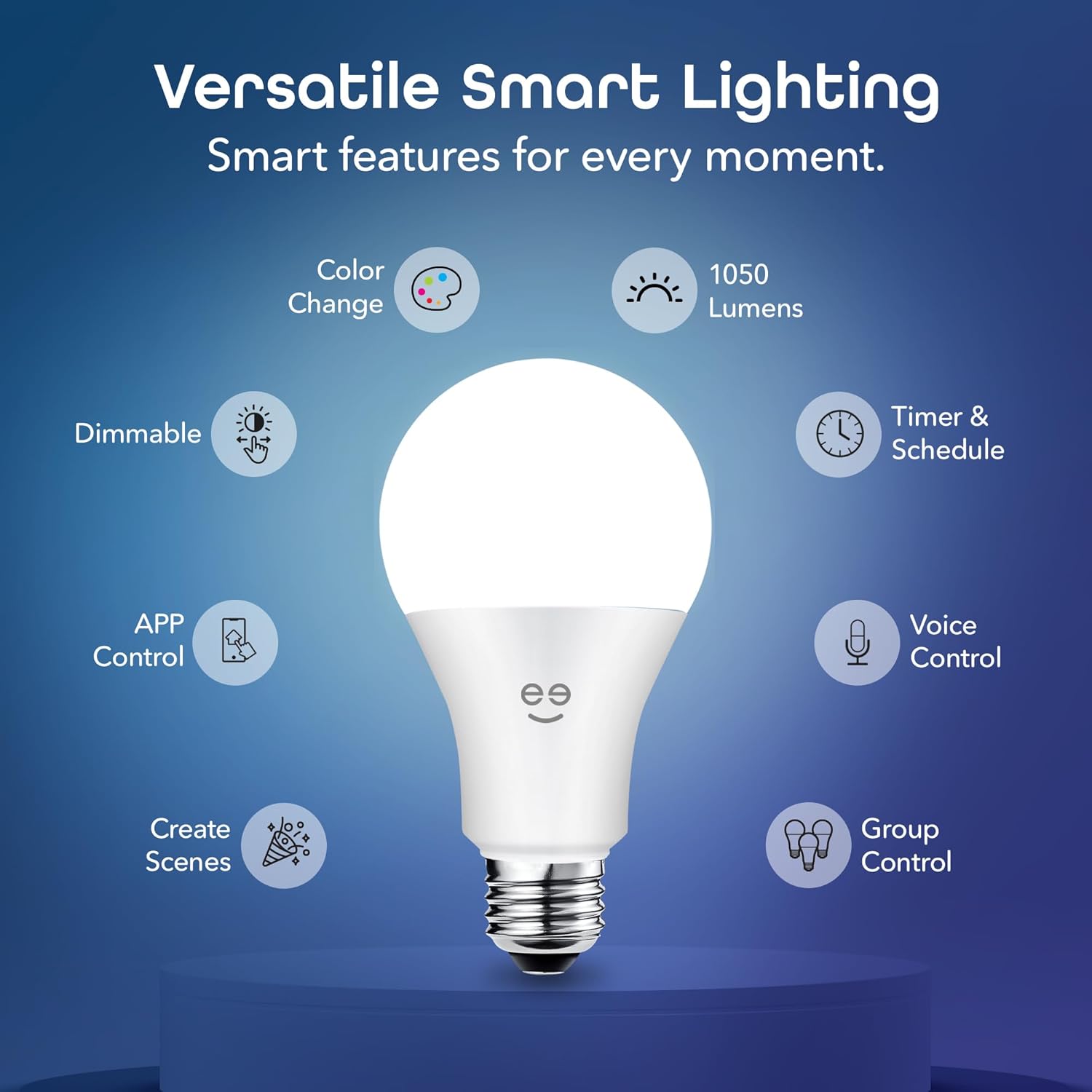 Geeni PRISMA 1050 Wi-Fi LED Light Bulb, Multicolor (2700K): Dimmable LED, A21, 75-Watt Equivalent: Works with Alexa & Google Assistant