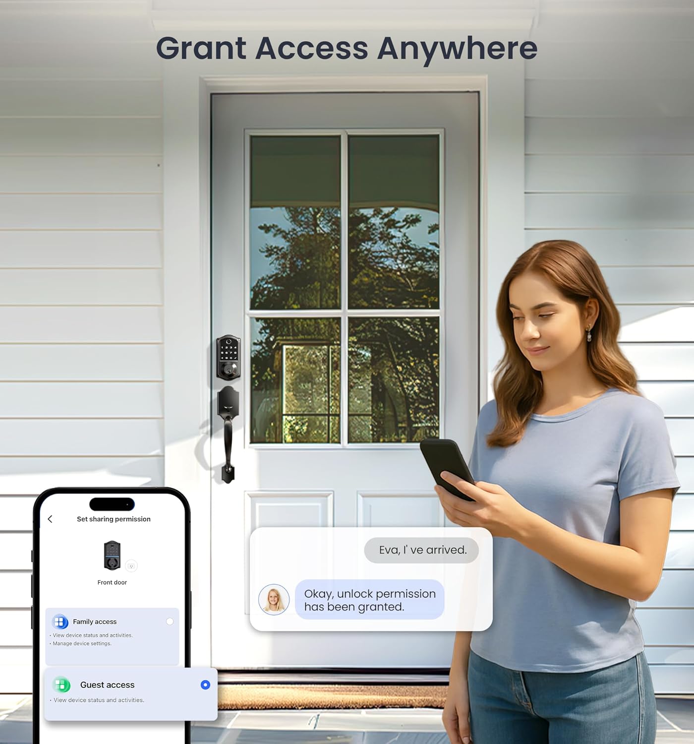 Veise VE017 Fingerprint Smart Door Lock, App Control, 8-in-1 Keyless Entry, Auto Lock, Emergency Power Port, Electronic Touchscreen Keypad, Biometric Smart Locks for Front Door, Matte Black