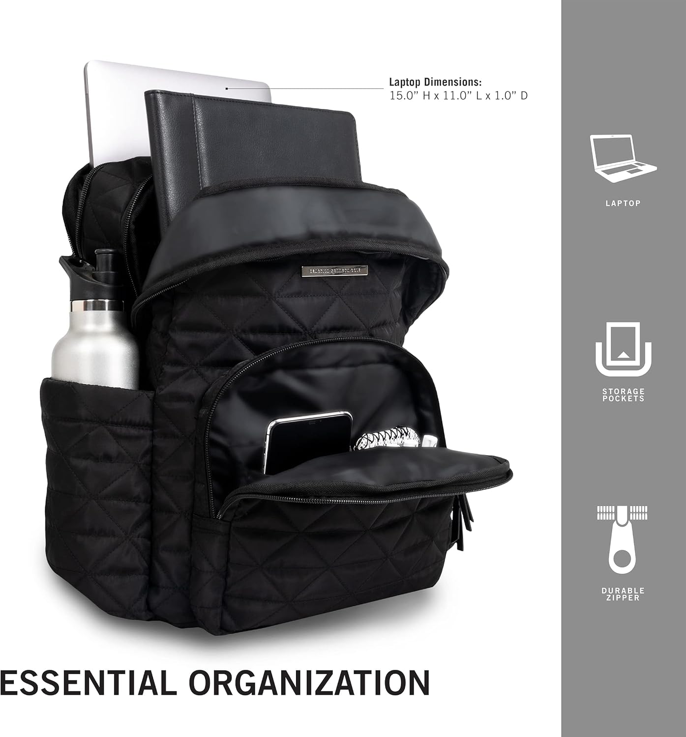 Alternative view of Kenneth Cole REACTION Diamond Tower Collection Lightweight Hardside Expandable 8-Wheel Spinner Travel Luggage, Black, 2-Piece Bundle (Carry On + Backpack)