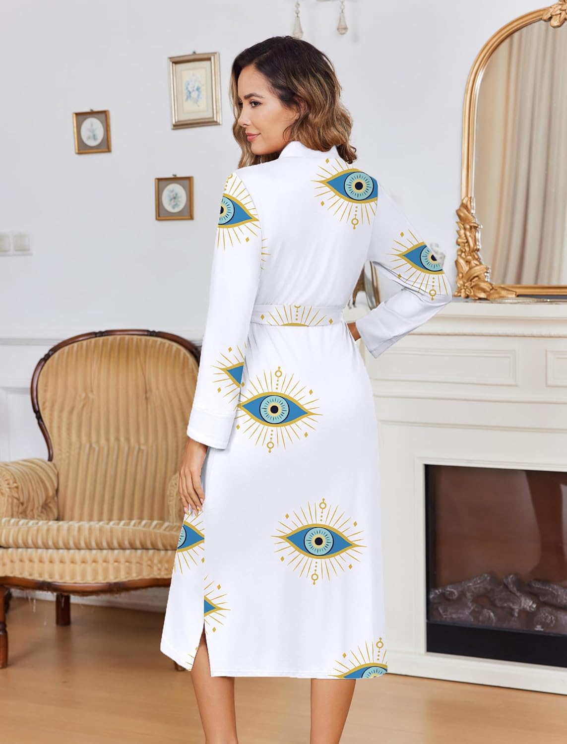 Ekouaer Womens Robe Long Knit Kimono Bathrobe Lightweight Sleepwear Soft Ladies Loungewear with Pockets, S-XXL - Image 5