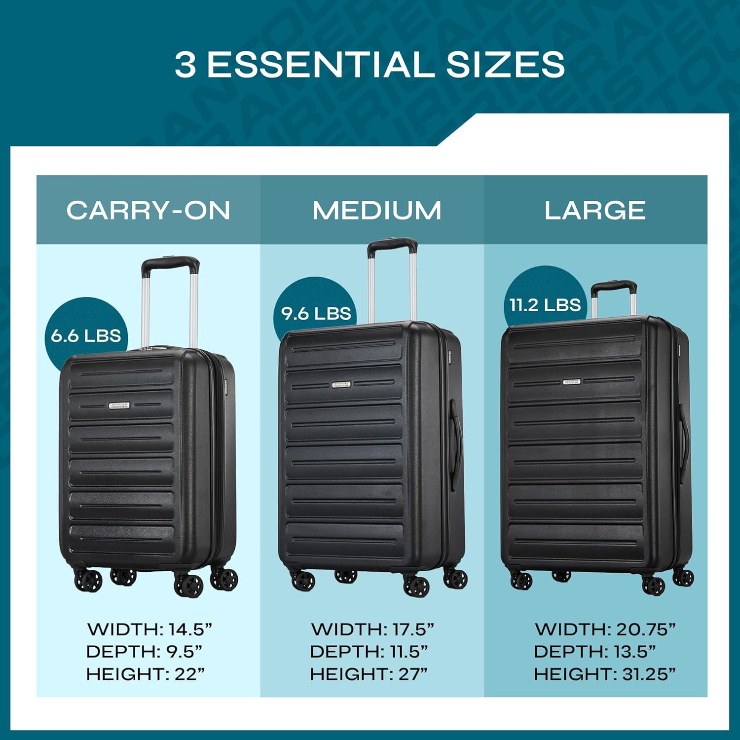 Alternative view of American Tourister Westridge Hardshell Luggage Set - 3 Piece Set - 20" Carry-On, 24u201D & 28u201D Checked Luggage Set with 360° Spinner Wheels - Expandable Suitcases for Extended Travel - Black