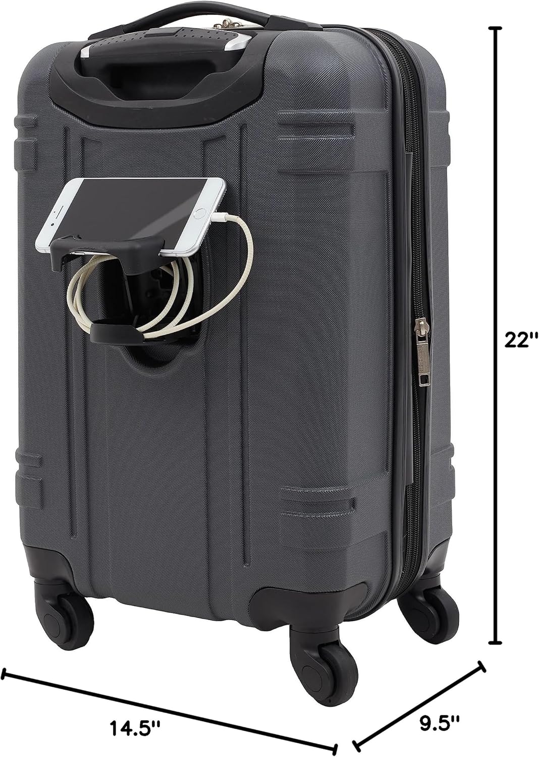 Wrangler Astral Hardside Luggage, Dark Shadow, 22-Inch Carry-On