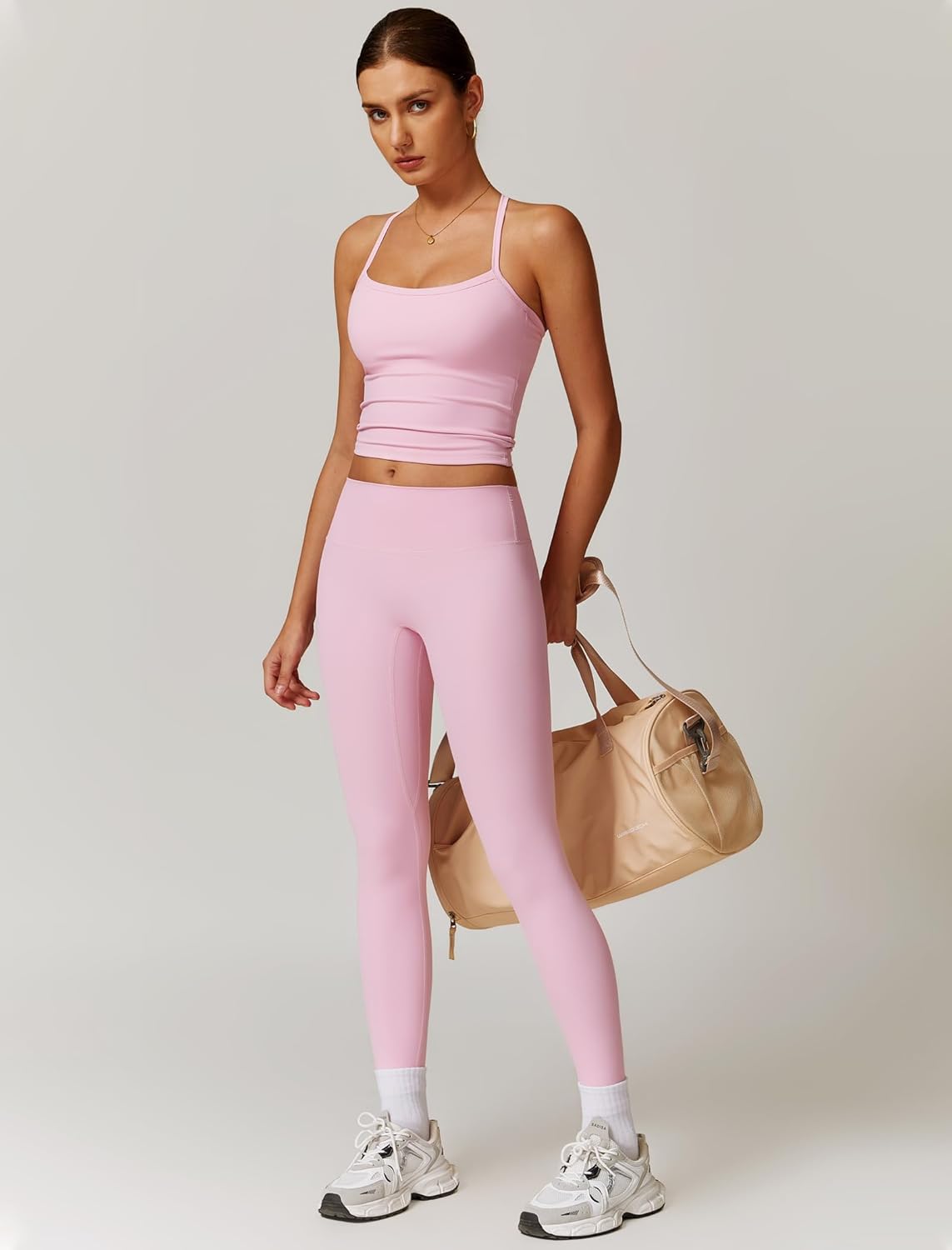 QBGJTD Womens Workout Sets Two Piece Cross Back Tank Top Matching High Waist Leggings Sets Gym Outfits Work Out Clothes