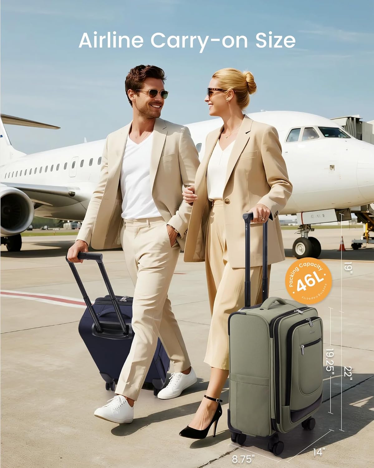 LOVEVOOK Carry On Luggage 22x14x9 Airline Approved, Softside Suitcase with Spinner Wheels for Men Women, 22 Inch Rolling Luggage with TSA Lock Multiple Compartments for Travel Business Trip