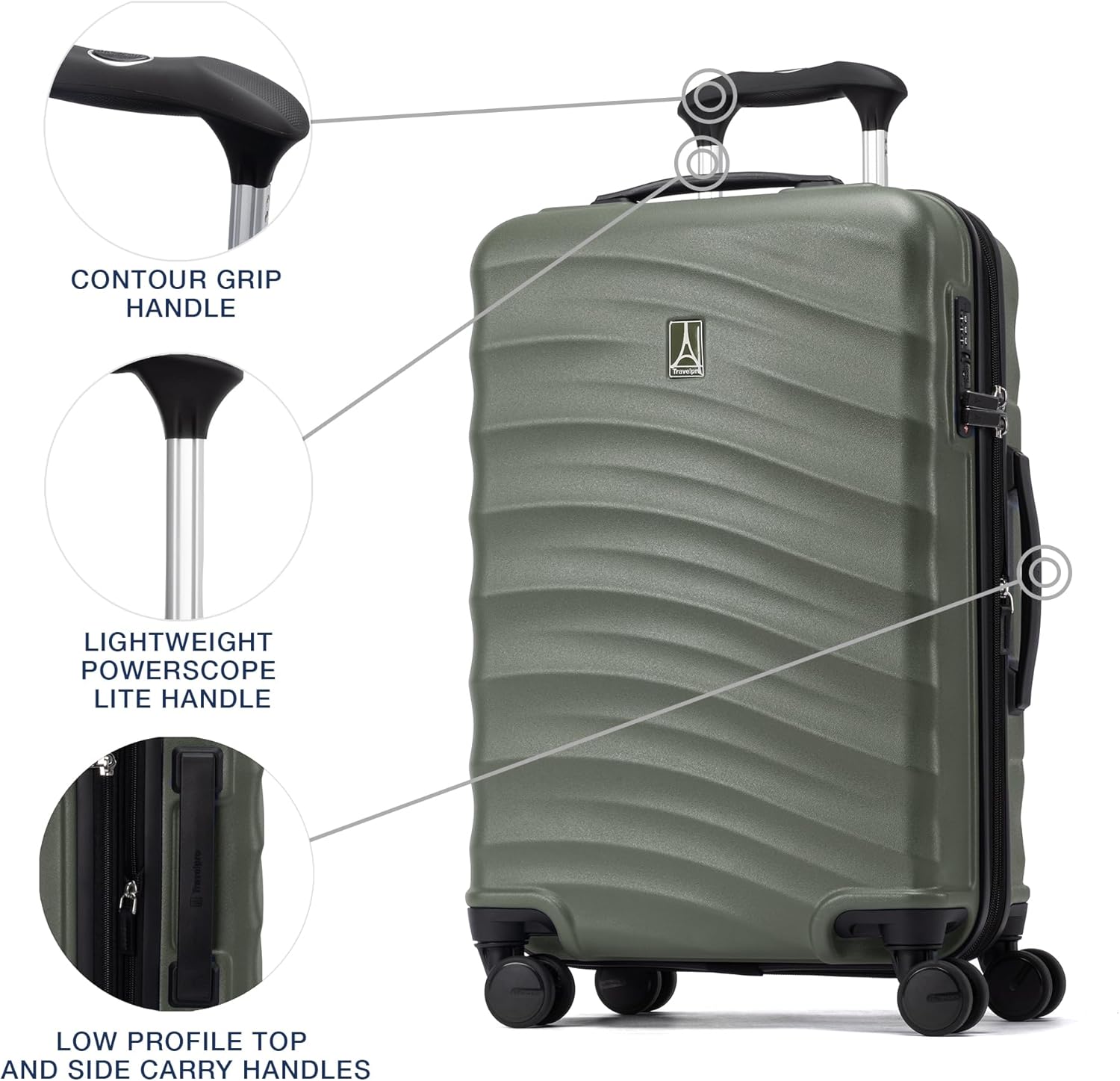 Travelpro Maxlite Air V2 Hardside Expandable Carry on Luggage, 8 Spinner Wheels, Lightweight Hard Shell Suitcase, TSA lock, Slate Green, Carry On 20-Inch