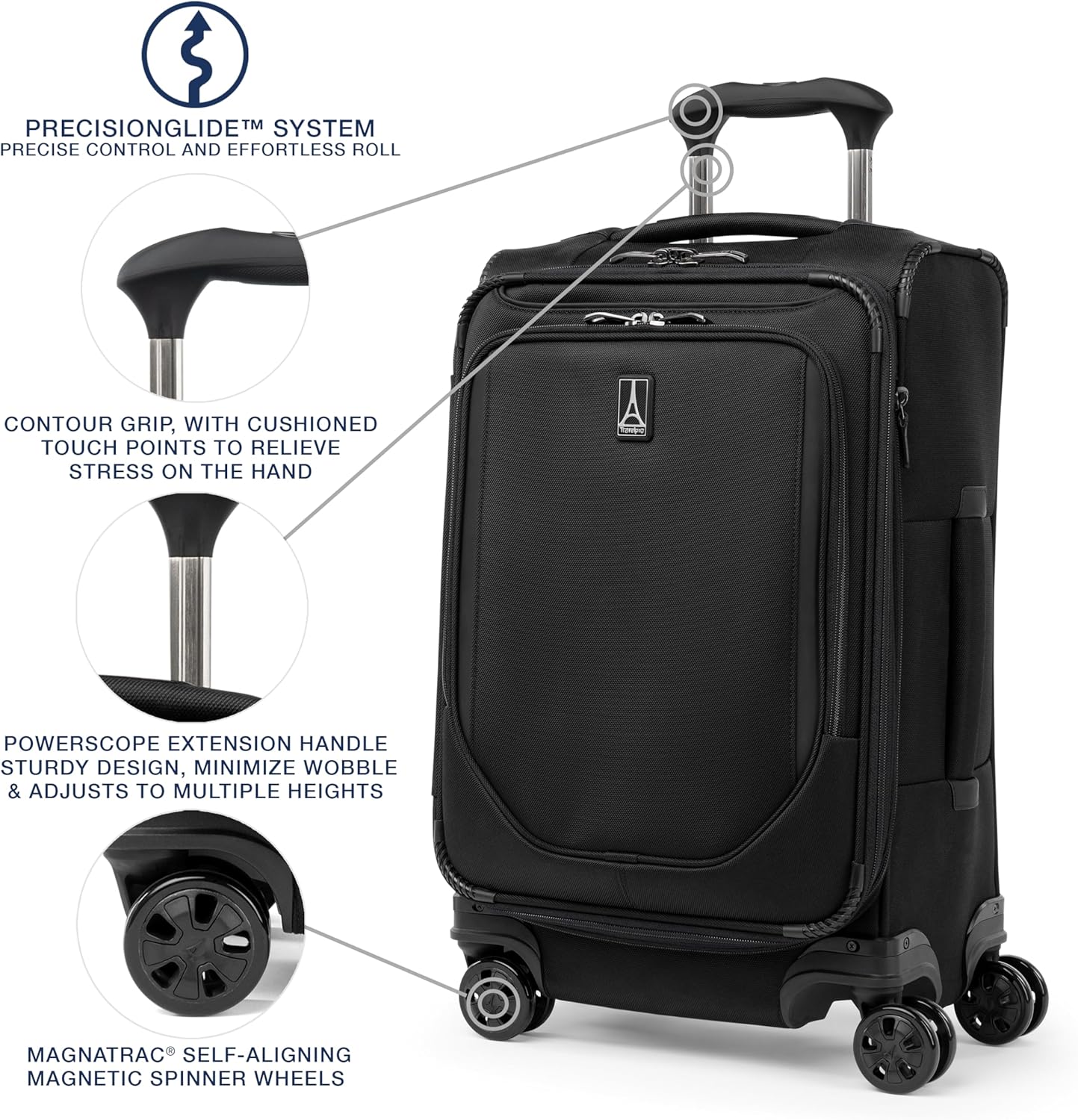 Alternative view of Travelpro Crew Classic Lightweight Softside Expandable Carry on Luggage, 8 Wheel Spinner Suitcase, Men and Women, Carry On 21-Inch, Black