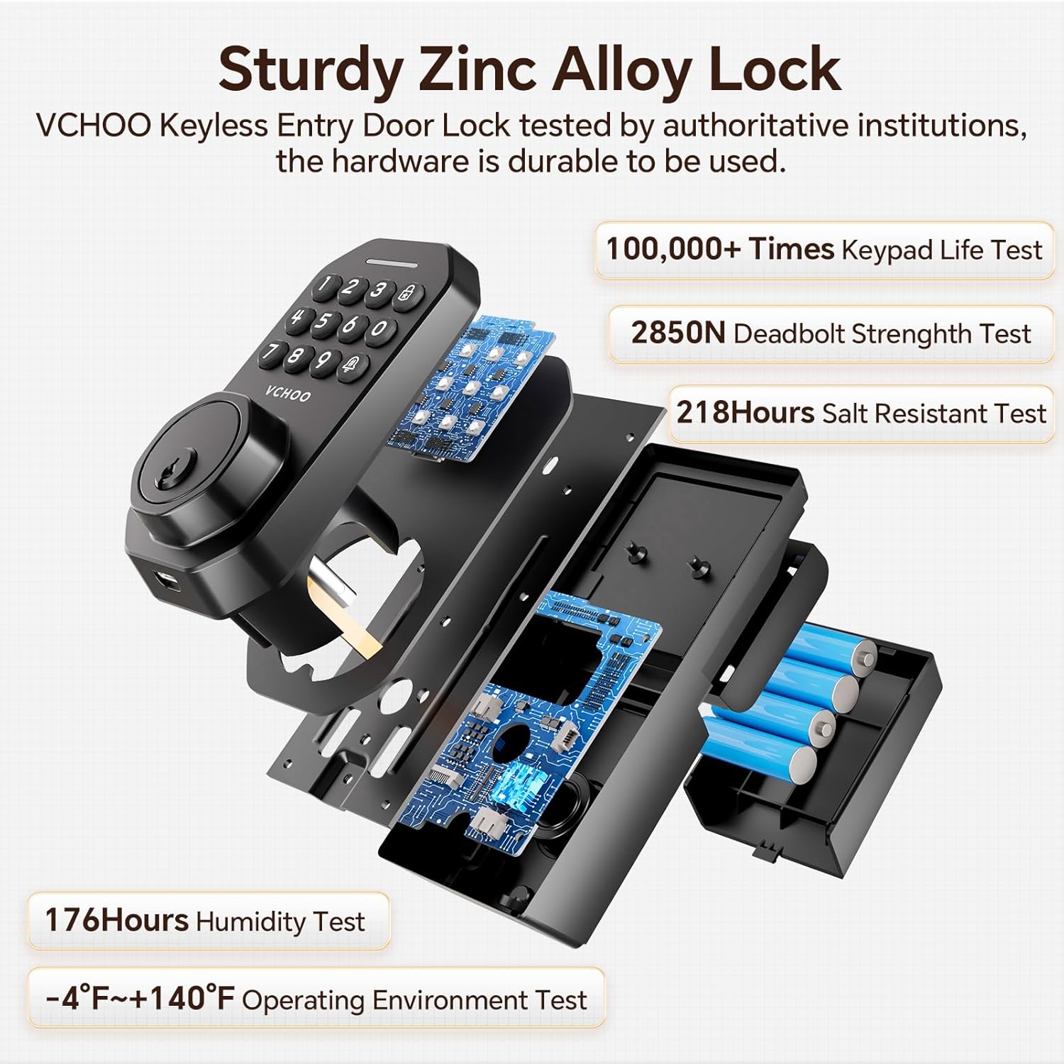 Alternative view of VCHOO Keyless Entry Door Lock Set WiFi Smart App Control Door Lock for Front Door Keypad Deadbolt with 2 Knobs Auto Lock One Time Codes Easy Install, Black
