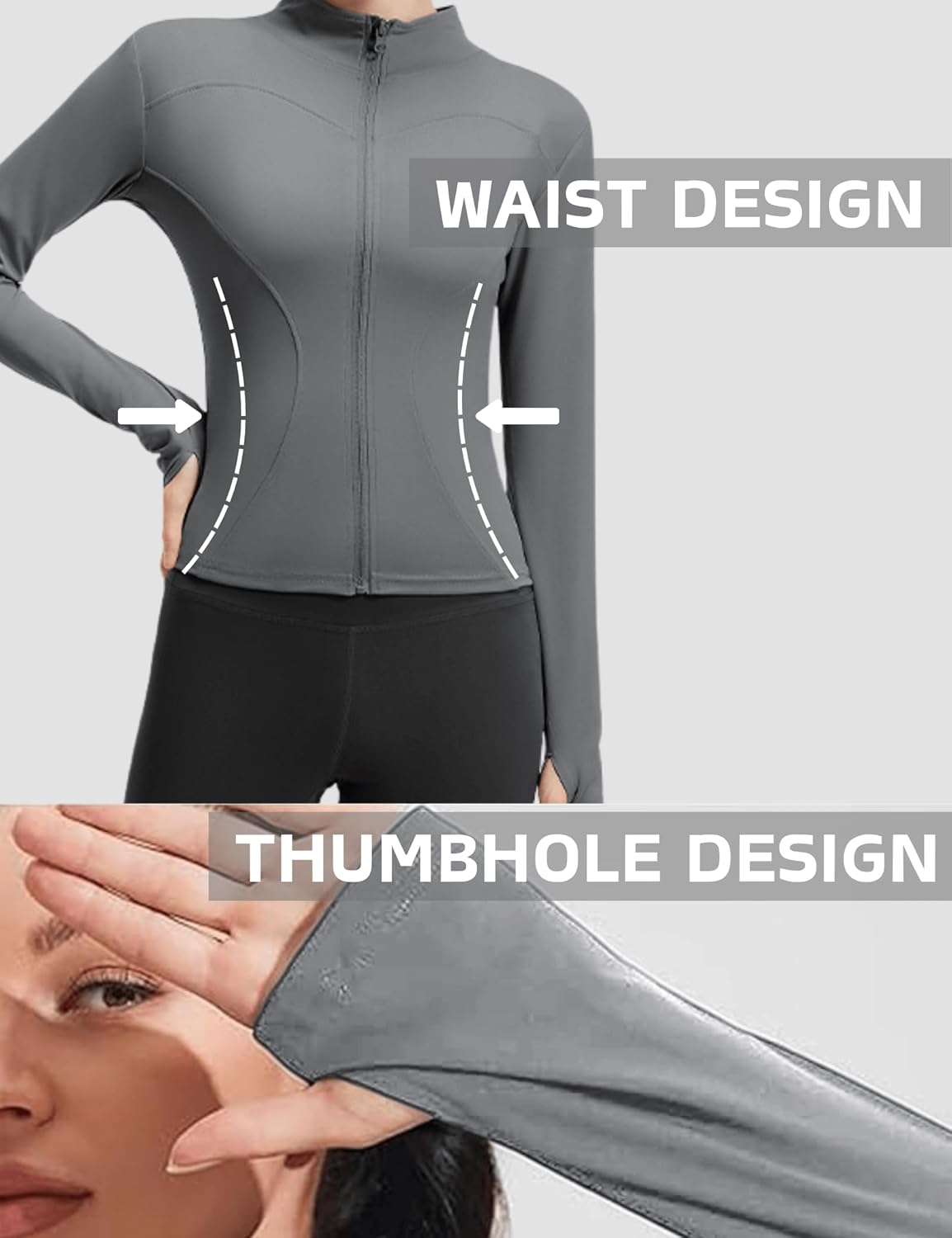 Alternative view of Zibnwek Athletic Jackets For Women Full Zip, Lightweight Long Sleeve Workout Jackets With Thumb Holes