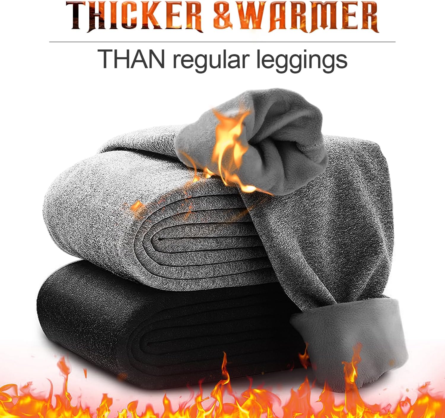 Alternative view of 3 Pack Fleece Lined Leggings Women with Pockets -Warm Winter Yoga Pants for Women Thermal Running Workout Leggings