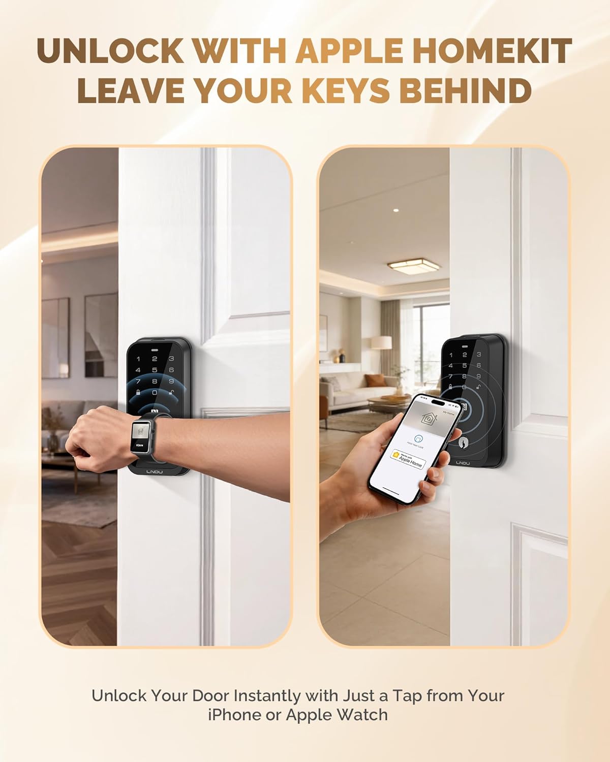 Smart Locks for Front Door, Keyless Entry Door Lock, Supports Apple HomeKit, Fingerprint Unlock, Remote Control via App, Auto Unlock, keypad deadbolt, Long Battery Life & Auto-Lock
