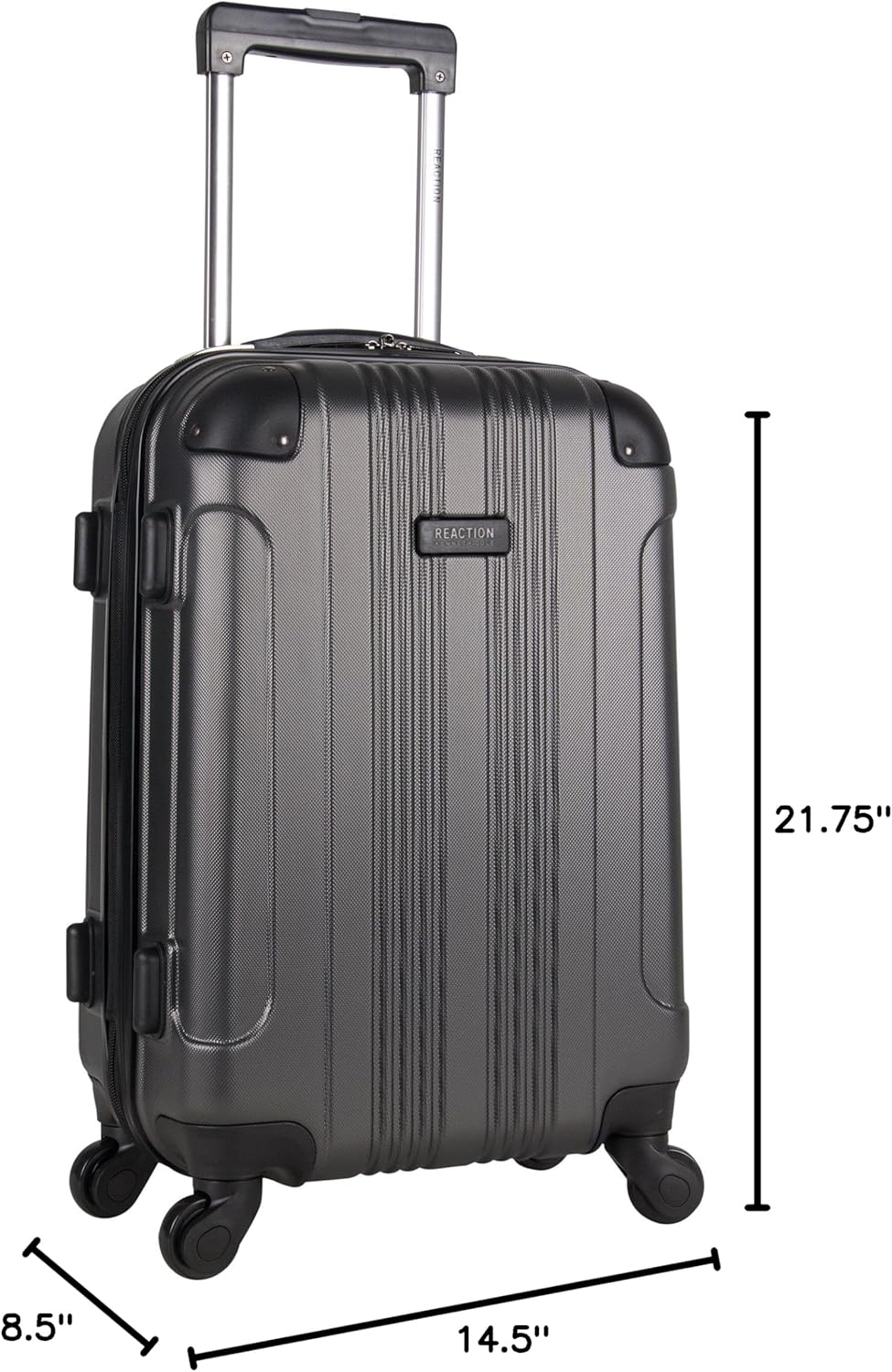 Alternative view of Kenneth Cole REACTION Out of Bounds Lightweight Hardshell 4-Wheel Spinner Luggage, Charcoal, 20-Inch Carry On