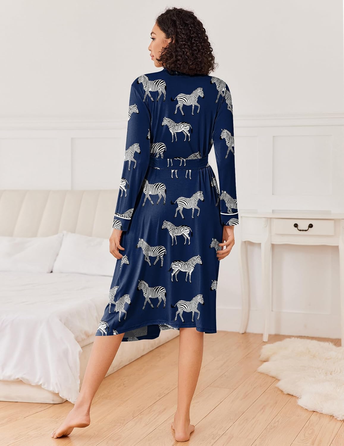 Ekouaer Kimono Robes for Women Long Lightweight Knit Bathrobe Shawl Soft Sleepwear Casual Ladies Loungewear S-XXL - Image 3