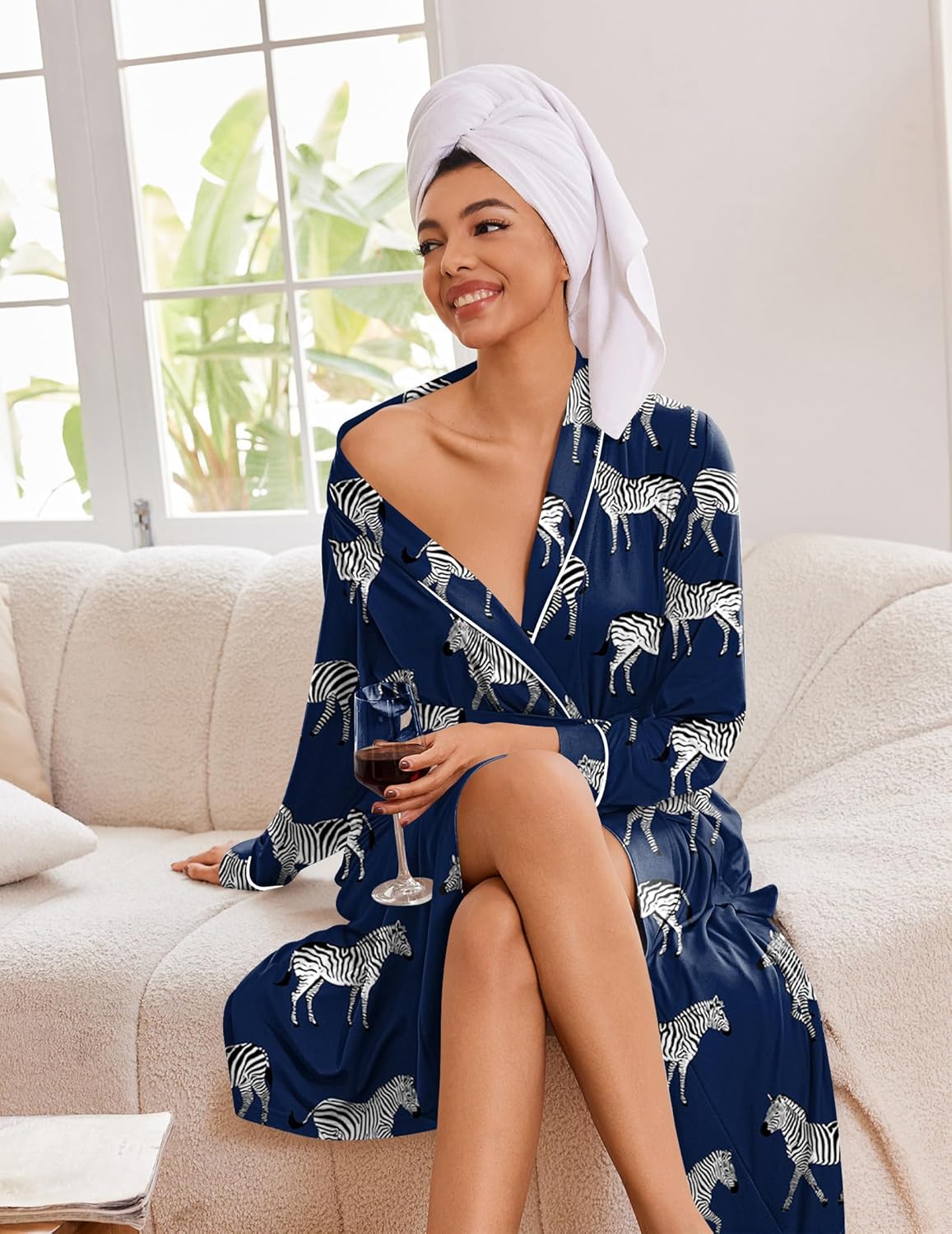 Ekouaer Kimono Robes for Women Long Lightweight Knit Bathrobe Shawl Soft Sleepwear Casual Ladies Loungewear S-XXL - Image 4