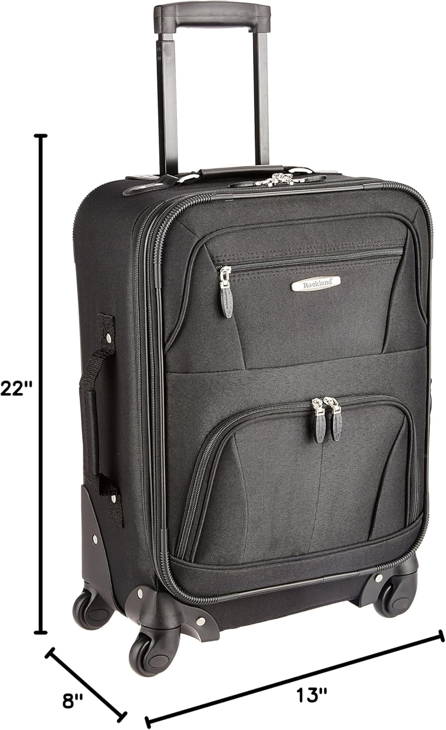 Rockland Expandable Spinner Carry On, Black, 19-Inch