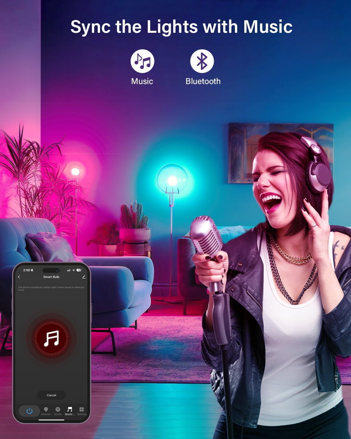 Alternative view of 6 Pack GU10 Smart Bulbs, 5W GU10 LED Light Bulb, Color Changing, Dimmable, Music Sync, Timer, Group Control WiFi Recessed Track Light Bulbs Compatible with Alexa, Google Assistant