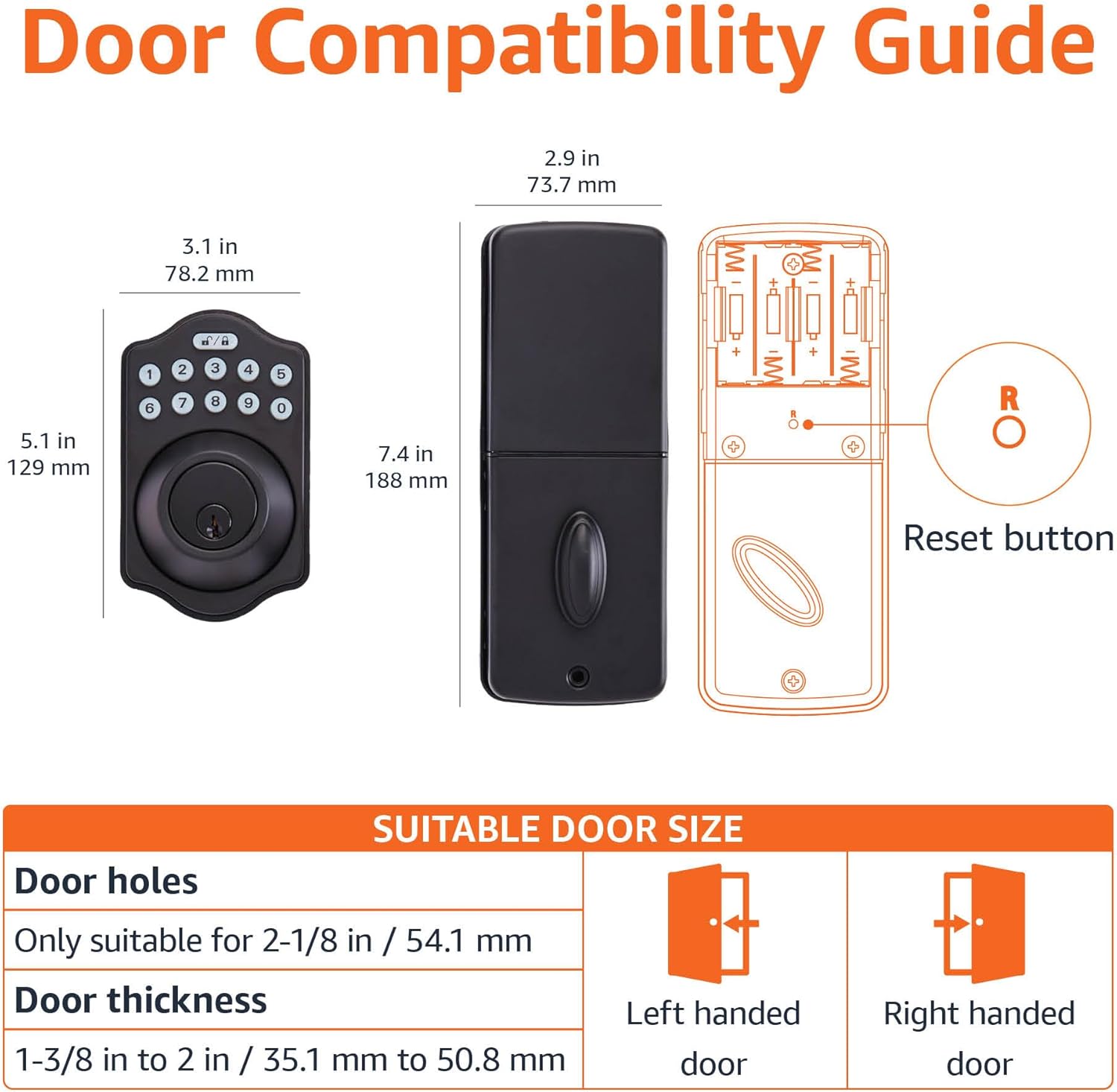 Amazon Basics Electronic Keypad Deadbolt Door Lock with Touch-Control Keyless Entry, Keyed Entry Option, Traditional, Matte Black, 1-Pack