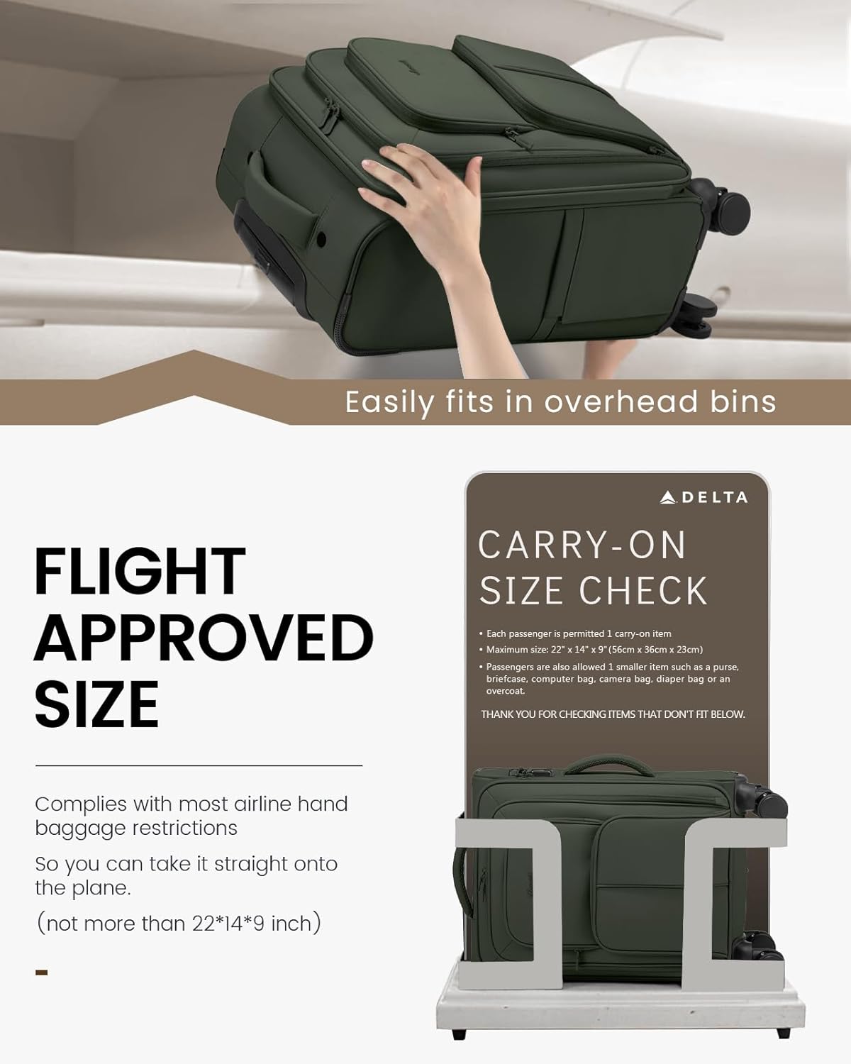 Alternative view of LOVEVOOK Carry On Luggage 22x14x9 Airline Approved, 22 Inch Softside Suitcases with Spinner Wheels, Lightweight Carry-on Suitcase with TSA Lock for Women Men, Large Luggage for Travel Business Trip