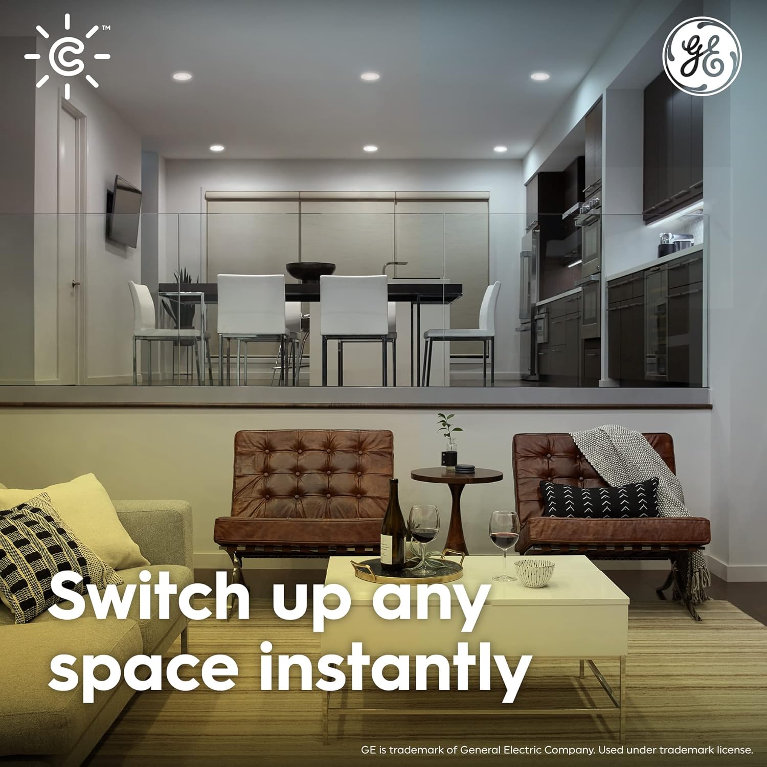 GE Lighting CYNC Smart Tunable White A19 LED Light Bulb, 60W Replacement, Bluetooth/Wi-Fi Enabled, Alexa + Google Home Compatible Without Hub, 2-Pack (Packaging May Vary)