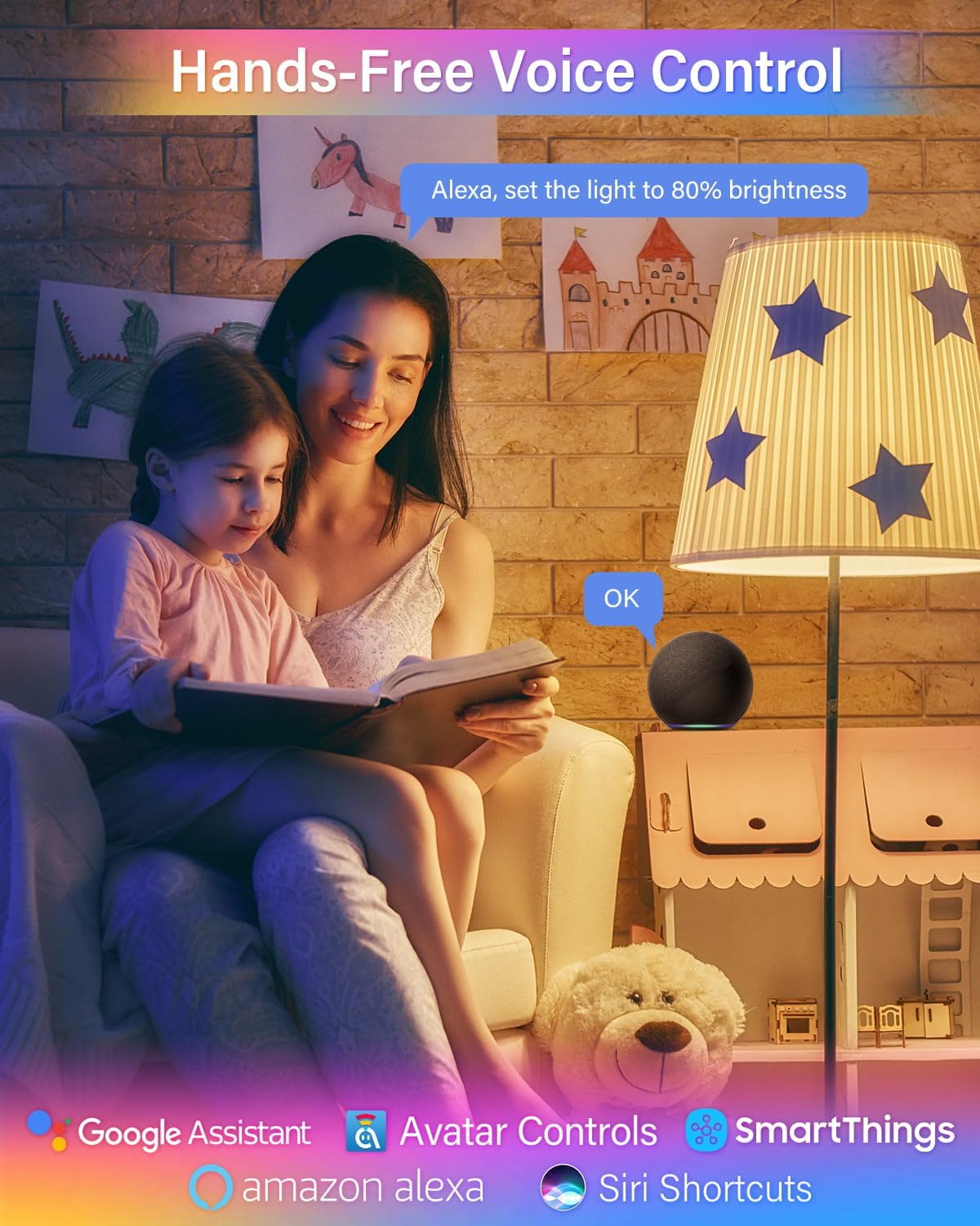 Alternative view of 6 Pack E12 Smart Candelabra Light Bulbs u2013 RGB + Tunable White Type B Smart LED Bulb Music Sync, Schedule & Group Control, Candle Bulb Compatible with Alexa & Google Home for Chandelier, 5W (50W Eq.)