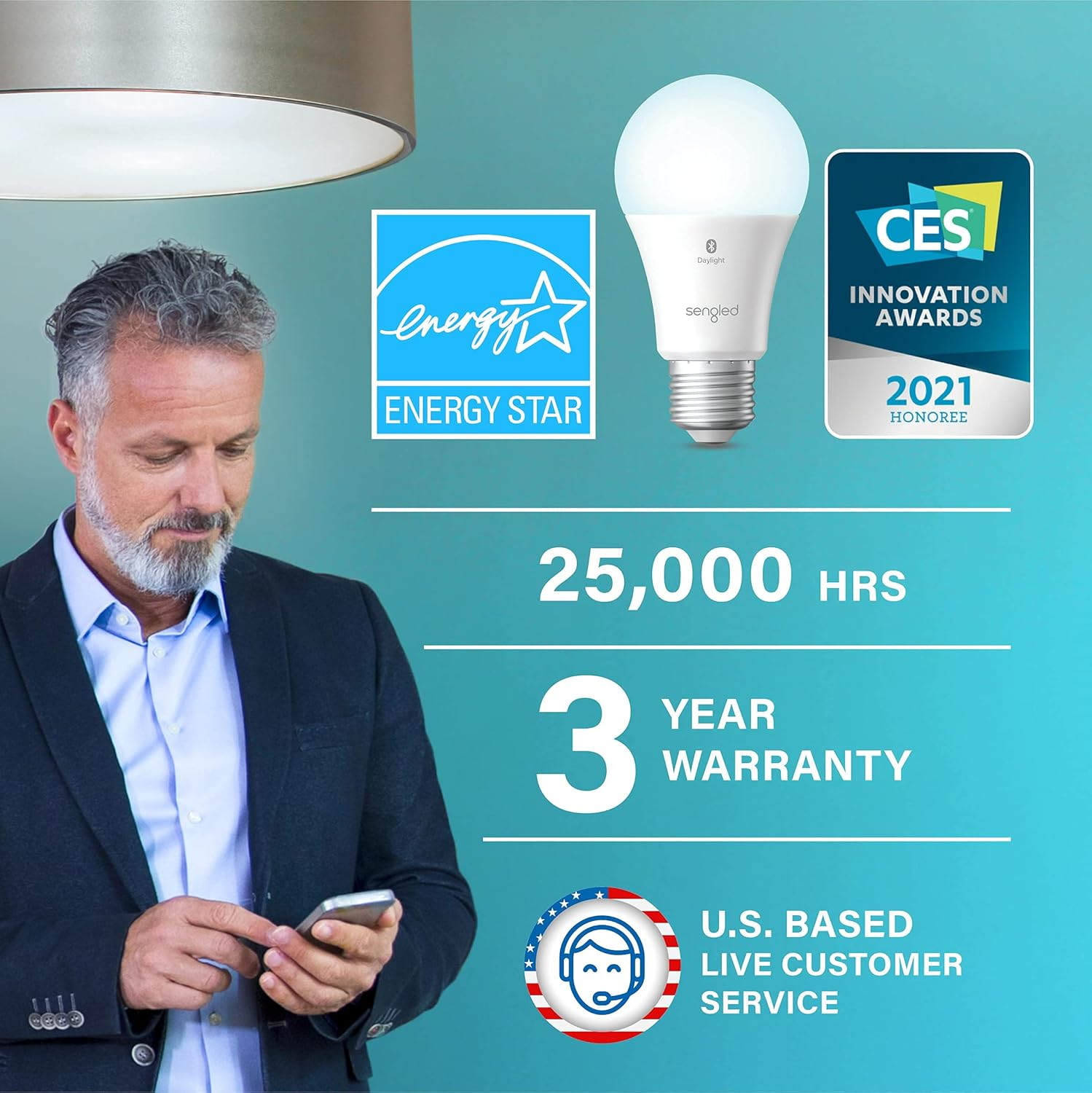 Sengled Alexa Smart Flood Light Bulbs, Bluetooth Mesh BR30 Smart Bulbs That Work with Alexa Only, 65 Watt Equivalent Full Color and Tunable White 650 LM, E26 Base Recessed, No Hub Required, 4 Pack