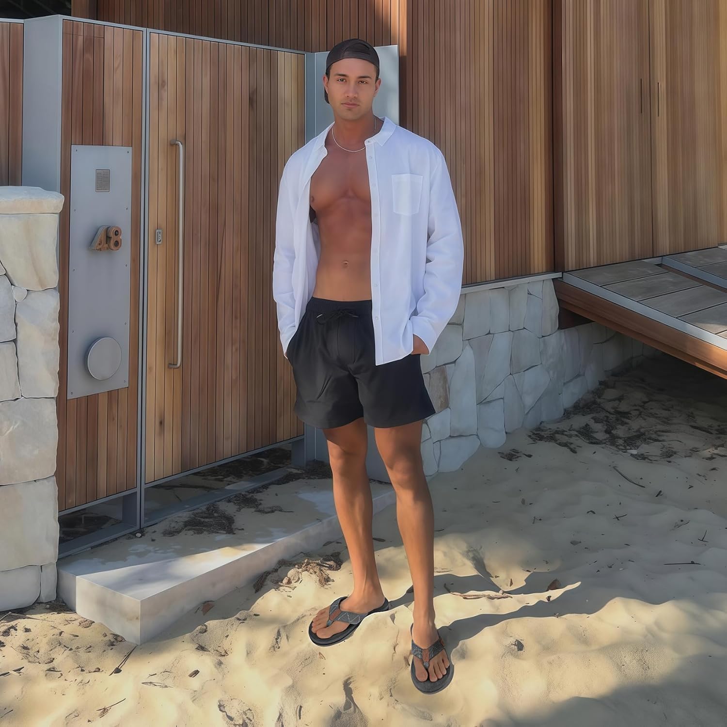 FITORY Men's Flip-Flops, Thongs Sandals Comfort Slippers for Beach