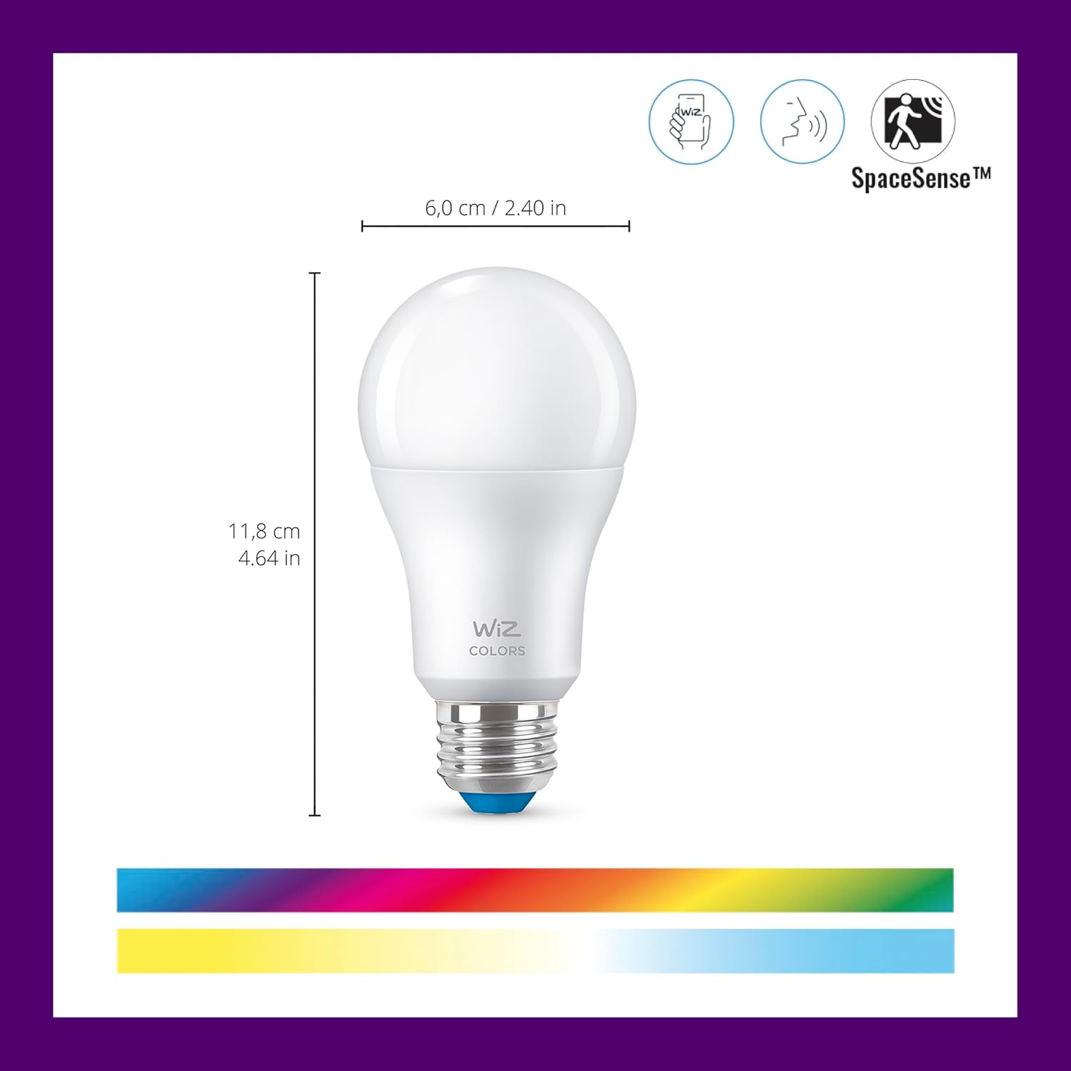WiZ Connected 100W A19 LED Smart Light Bulbs Color - Connects to Your Wi-Fi - E26 Smart Bulb - Control with Voice or App + Activate with Motion - Matter Compatible