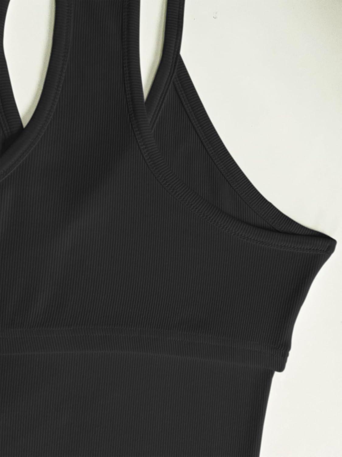 Alternative view of Jar of Love Women's Workout Tank Top with Built-in Shelf Bra-V-Neck Racerback Ribbed Cami for Gym, Yoga, Running