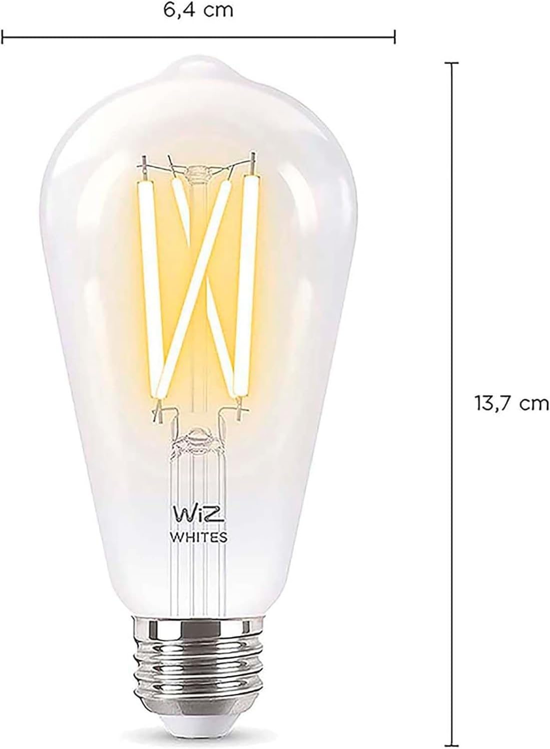 WiZ Connected 60W ST19 Tunable White Filament LED Smart Light Bulbs - Connects to Your Wi-Fi - E26 Smart Bulb - Control with Voice or App + Activate with Motion - Matter Compatible - 1 Pack