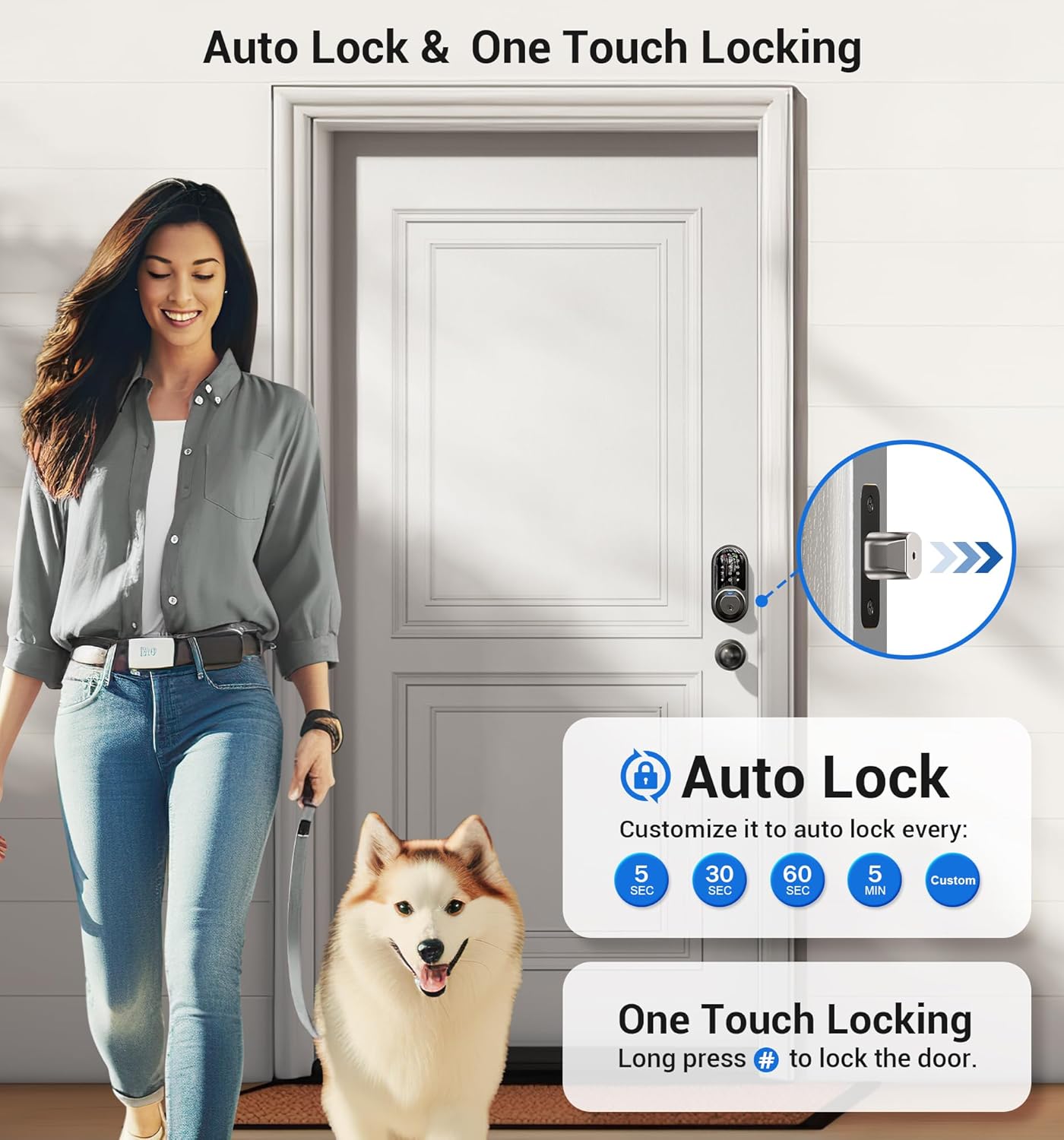 Alternative view of Veise RZ07C Smart Locks for Front Door, 2 Knob Handle Set, Fingerprint Keyless Entry, App Control Biometric Lock, Electronic Digital Touchscreen Keypad Deadbolt, Easy Install, Auto Lock, Matte Black
