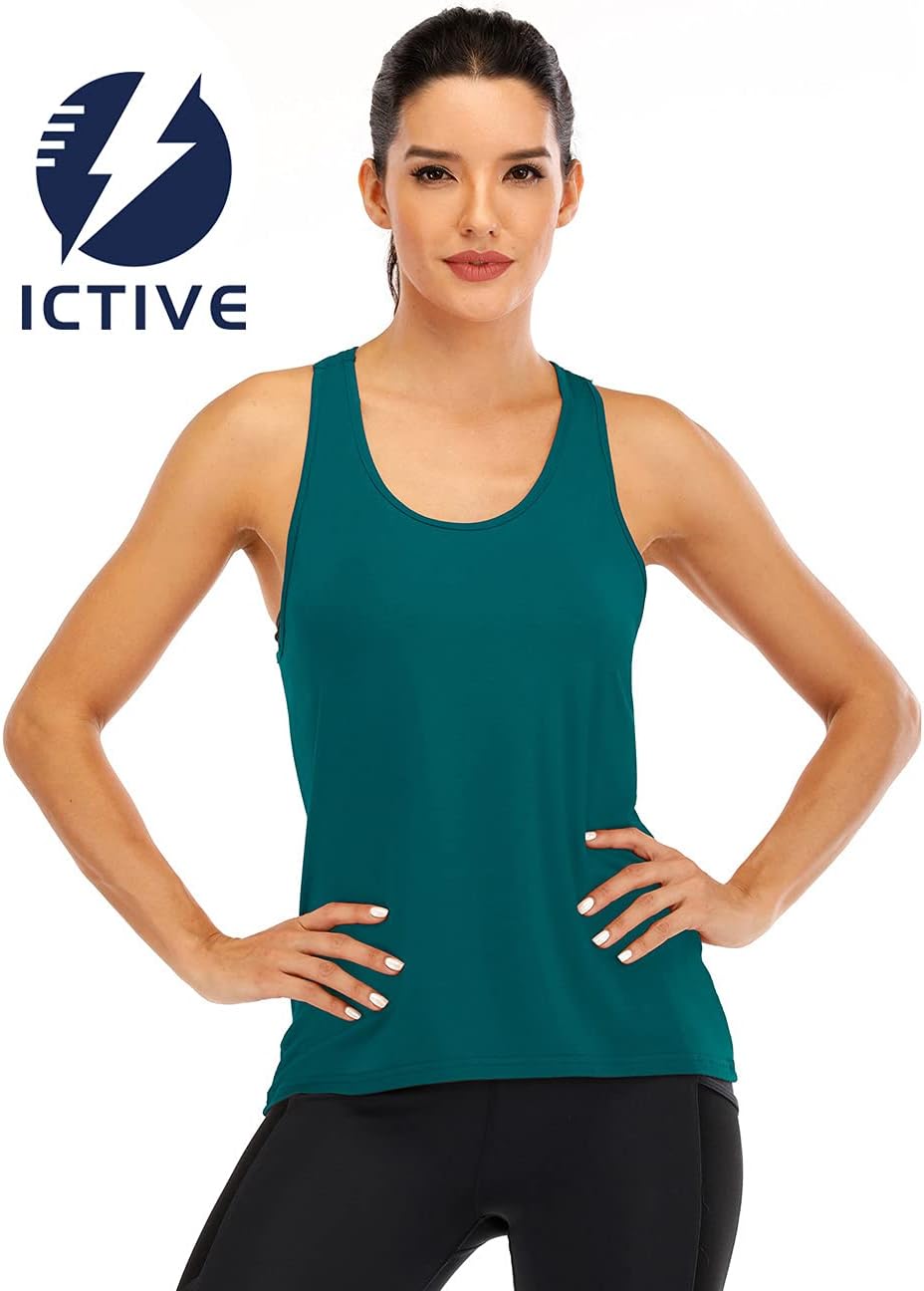 ICTIVE Womens Cross Backless Workout Tops for Women Racerback Tank Tops Open Back Running Muscle Tank Yoga Shirts