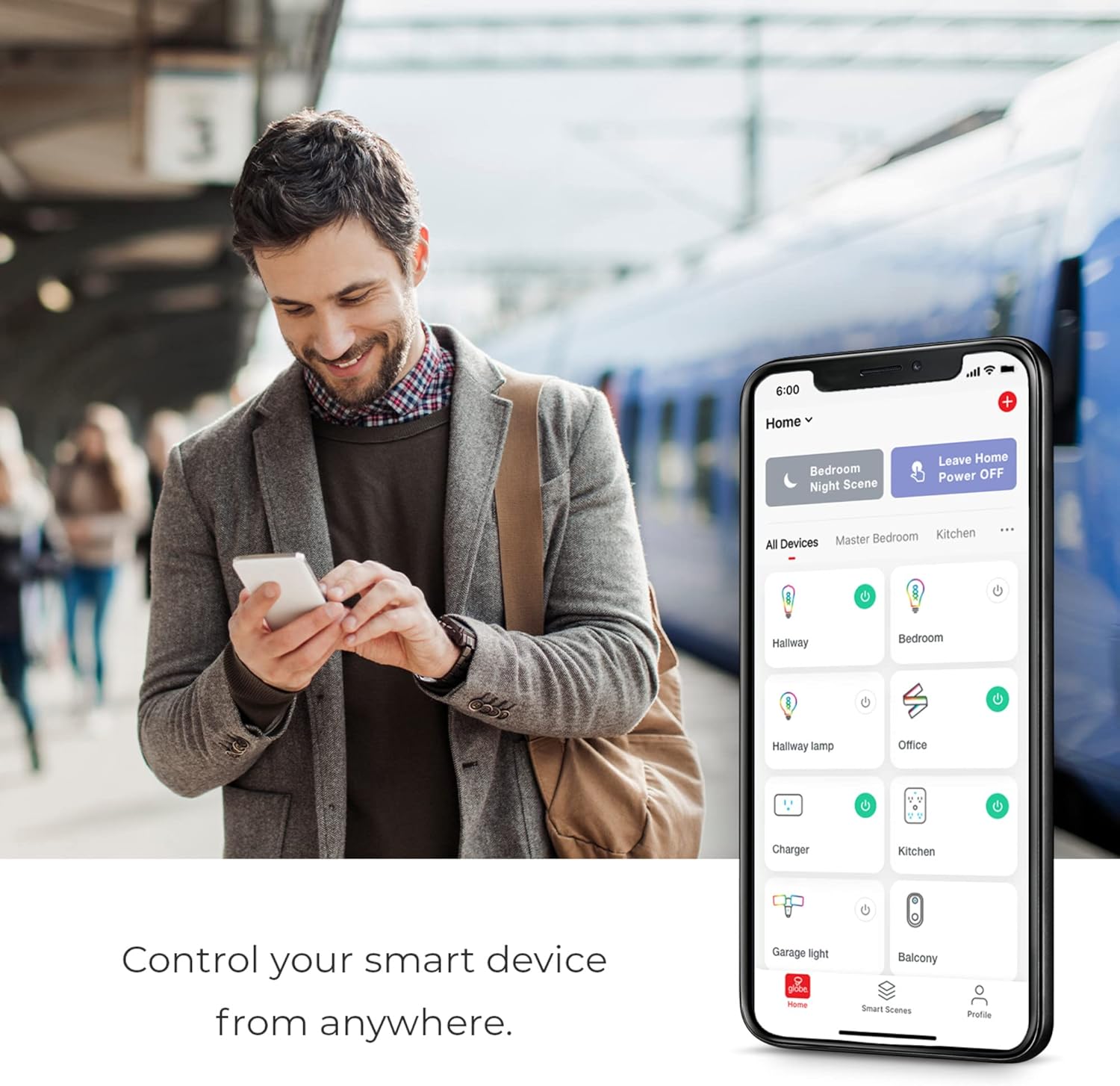 GLOBE Electric 35847 Wi-Fi Smart 7W (60W Equivalent) Spiral Filament Multicolor Changing RGB Tunable White Clear LED Light Bulb, No Hub Required, Voice Activated, 2000K - 5000K, ST19 Shape, E26 Base