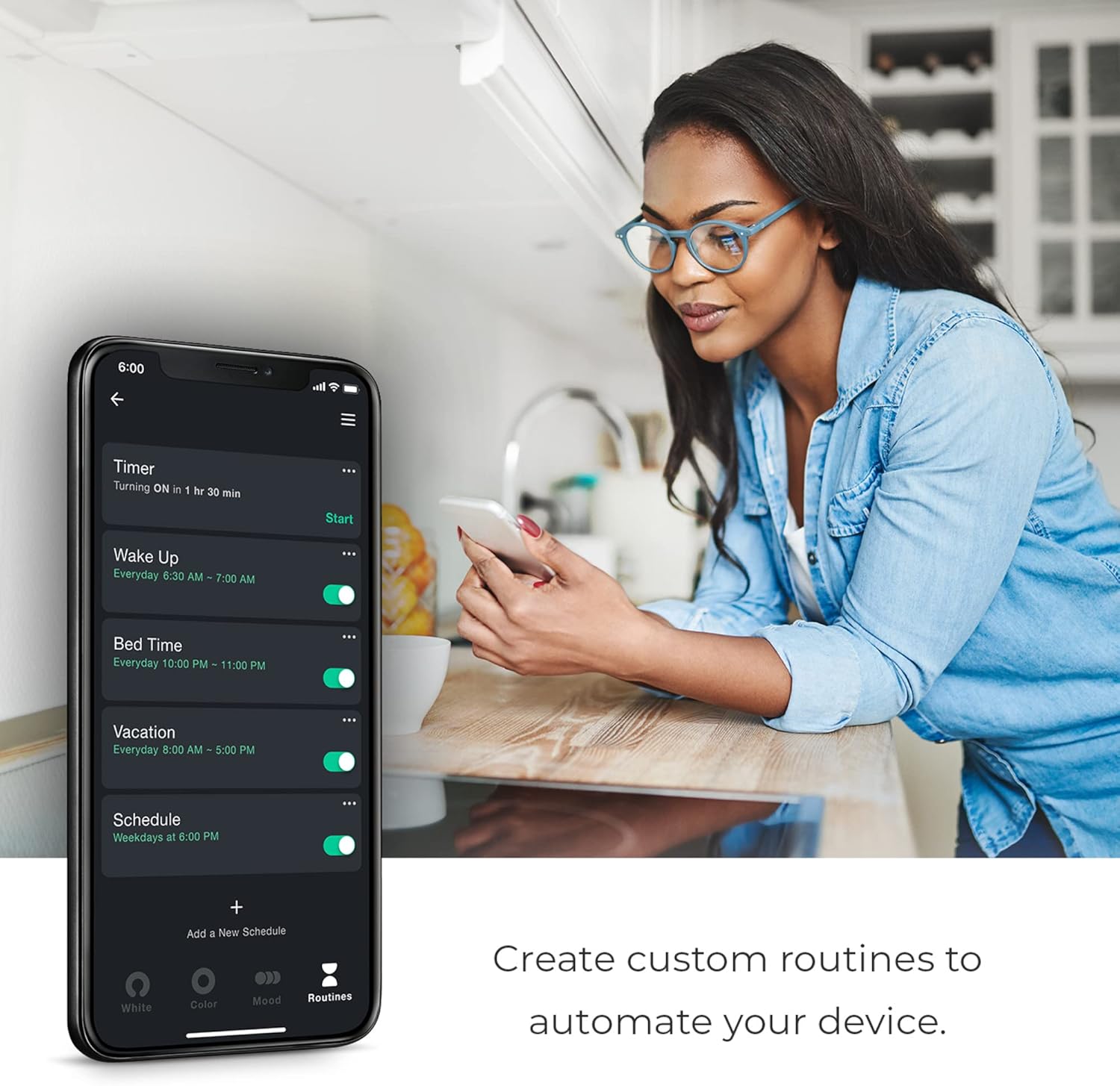 Alternative view of GLOBE Electric 35847 Wi-Fi Smart 7W (60W Equivalent) Spiral Filament Multicolor Changing RGB Tunable White Clear LED Light Bulb, No Hub Required, Voice Activated, 2000K - 5000K, ST19 Shape, E26 Base