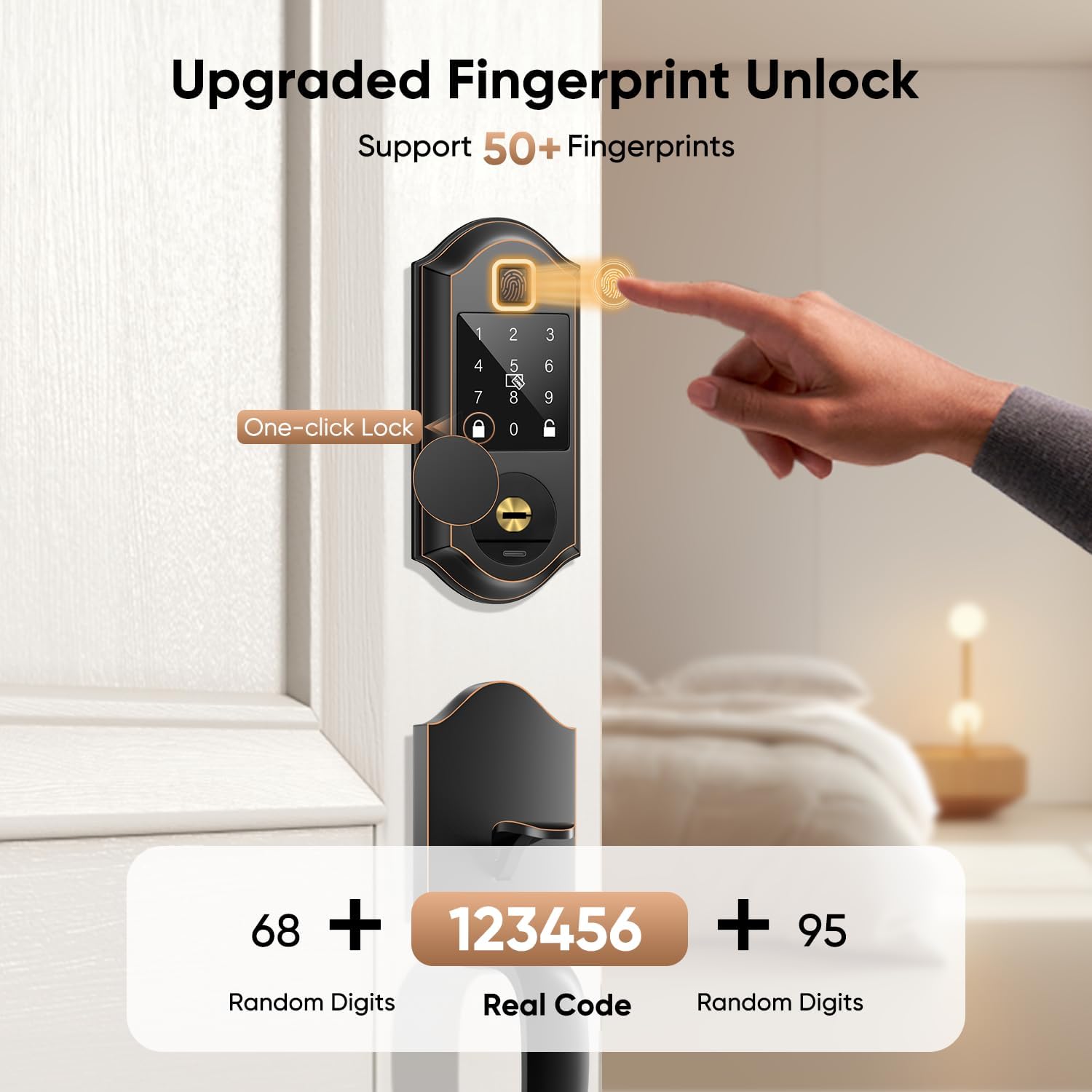 Alternative view of SEVEKO Fingerprint Smart Front Door Lock Set, Keyless Entry Door Lock with Handle, Smart Door Locks, Front Door Handle with Keypad and Deadbolt, APP Control, Touchscreen, Oil Rubbed Bronze