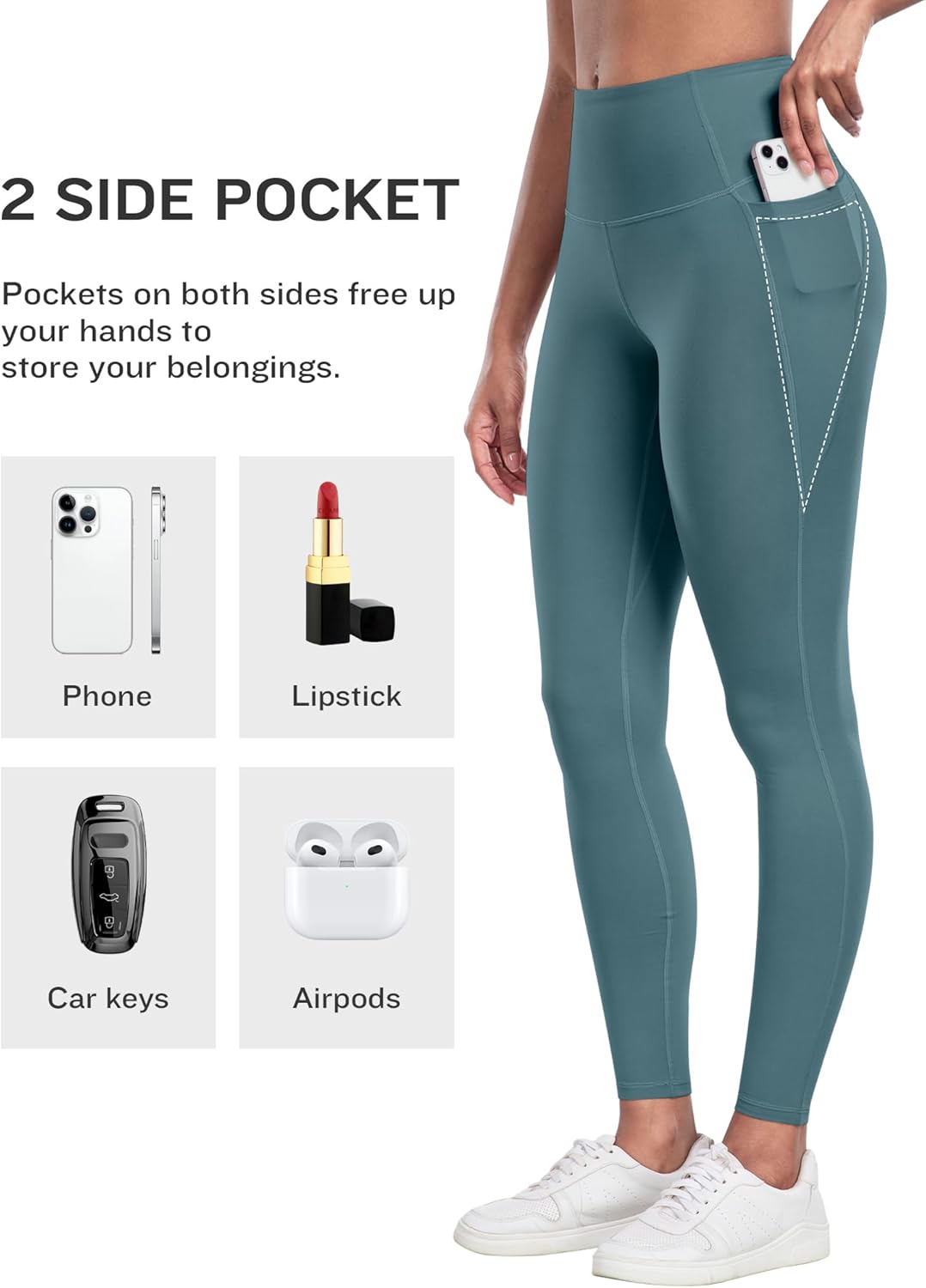 Alternative view of LZYVOO Leggings with Pockets for Women, 6 Packs Soft High Waisted Tummy Control Workout Yoga Pants