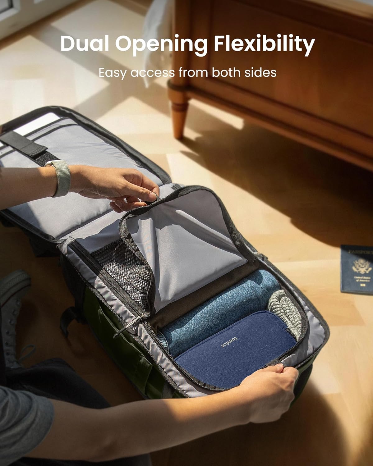 tomtoc Travel Backpack 28L, TSA Friendly Flight Approved Carry-on Luggage, Personal Item Travel Bag, Water-Resistant Lightweight Business Rucksack, Durable Bag Fits 16 Inch Laptop - Image 5