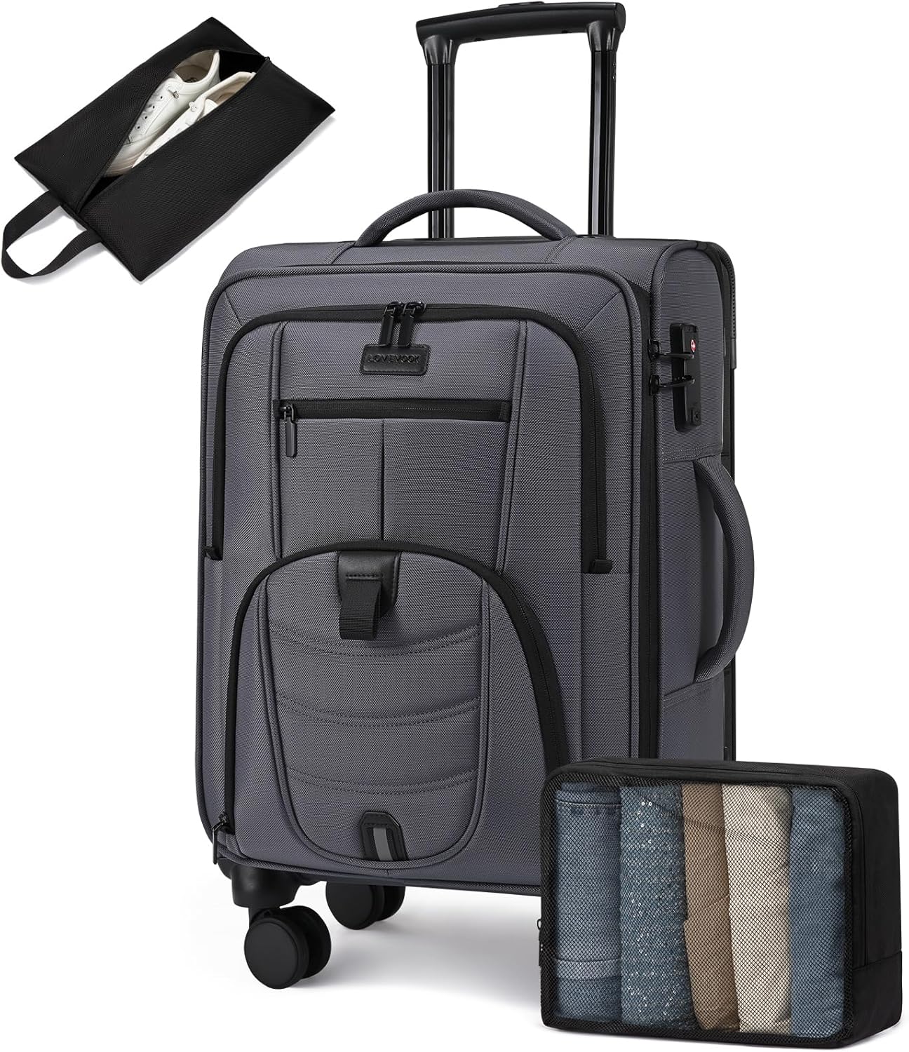 Carry On Luggage 22x14x9 Airline Approved, 22-Inch Suitcases with Spinner Wheels, Softside Carry-on Luggage with TSA Lock for Men Women Business Trip, Lightweight Large Capacity Luggage for Travel - Image 9