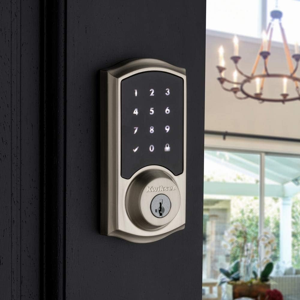 Kwikset SmartCode 916 Z-Wave Smart Lock, Keyless Entry Zwave Door Lock, Touchscreen Electronic Deadbolt, SmartKey Re-Key Security, Smart Hub Required, Traditional Satin Nickle
