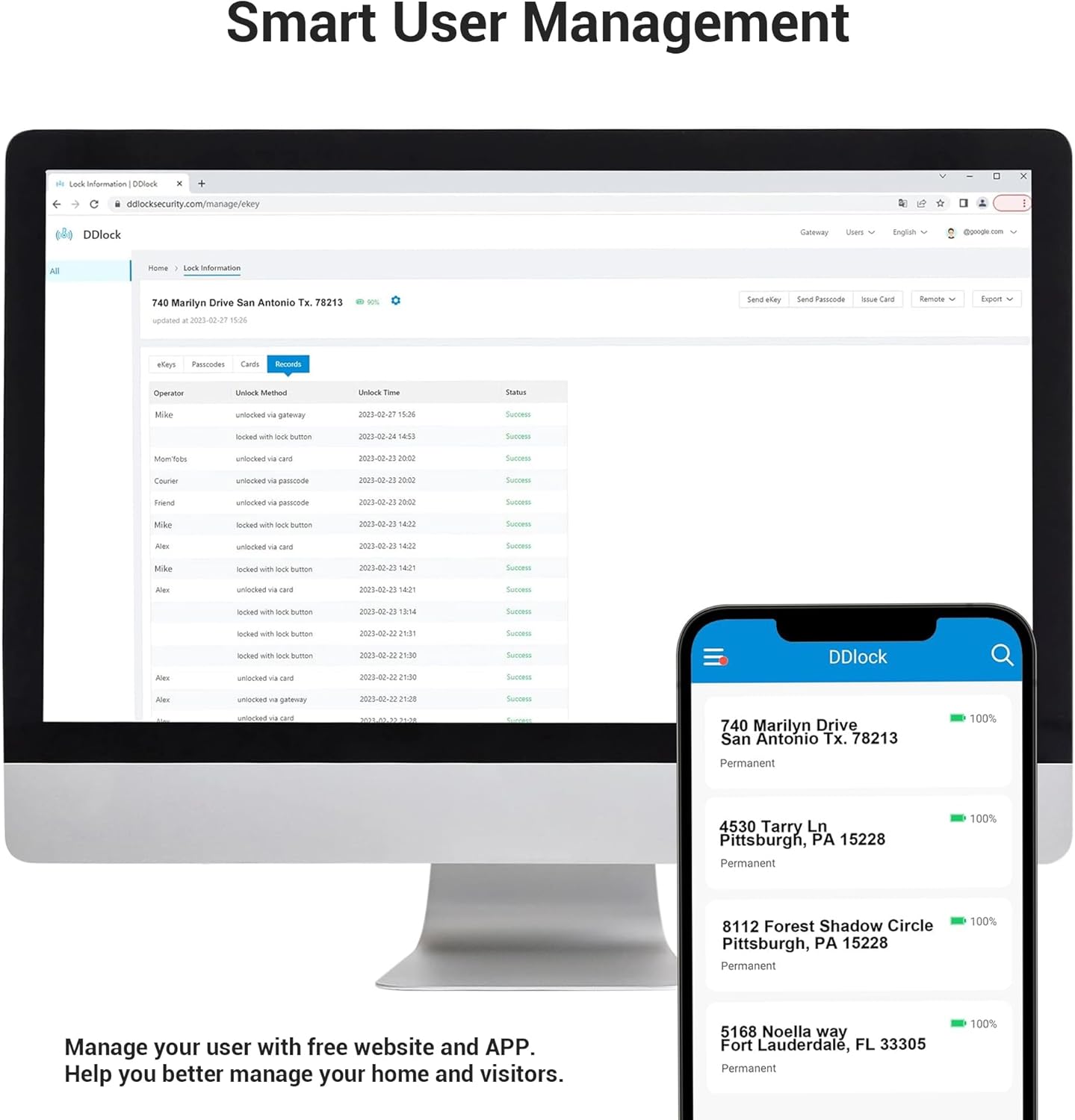 Veise RZ06C Smart Locks for Front Door, 2 Knob Handle Set, Keyless Entry Deadbolt, App Control, Electronic Touchscreen Digital Keypad, Auto Lock, Easy Installation, IP54 Waterproof, Satin Nickel - Image 4