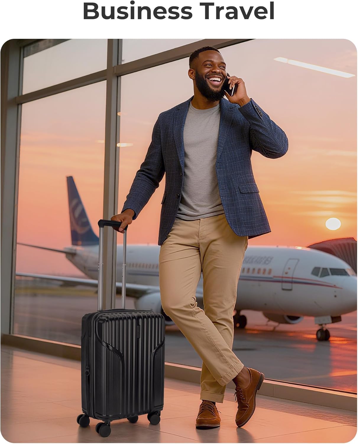 BAGSMART Carry On Luggage 22x14x9 Airline Approved, Lightweight luggage with Spinner Wheels, 20 Inch Expandable Hardside Carry On Suitcase with TSA Lock Rolling Travel suitcase Carry-On, Black