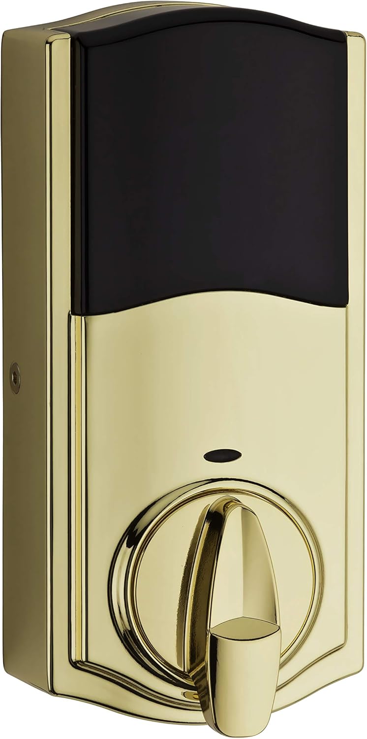Alternative view of Kwikset 916 Keyless Entry Touchscreen SmartCode Electronic Deadbolt Smart Lock Featuring SmartKey Security and ZigBee 3.0 Technology in Traditional Polished Brass, Zigbee Hub Sold Separately