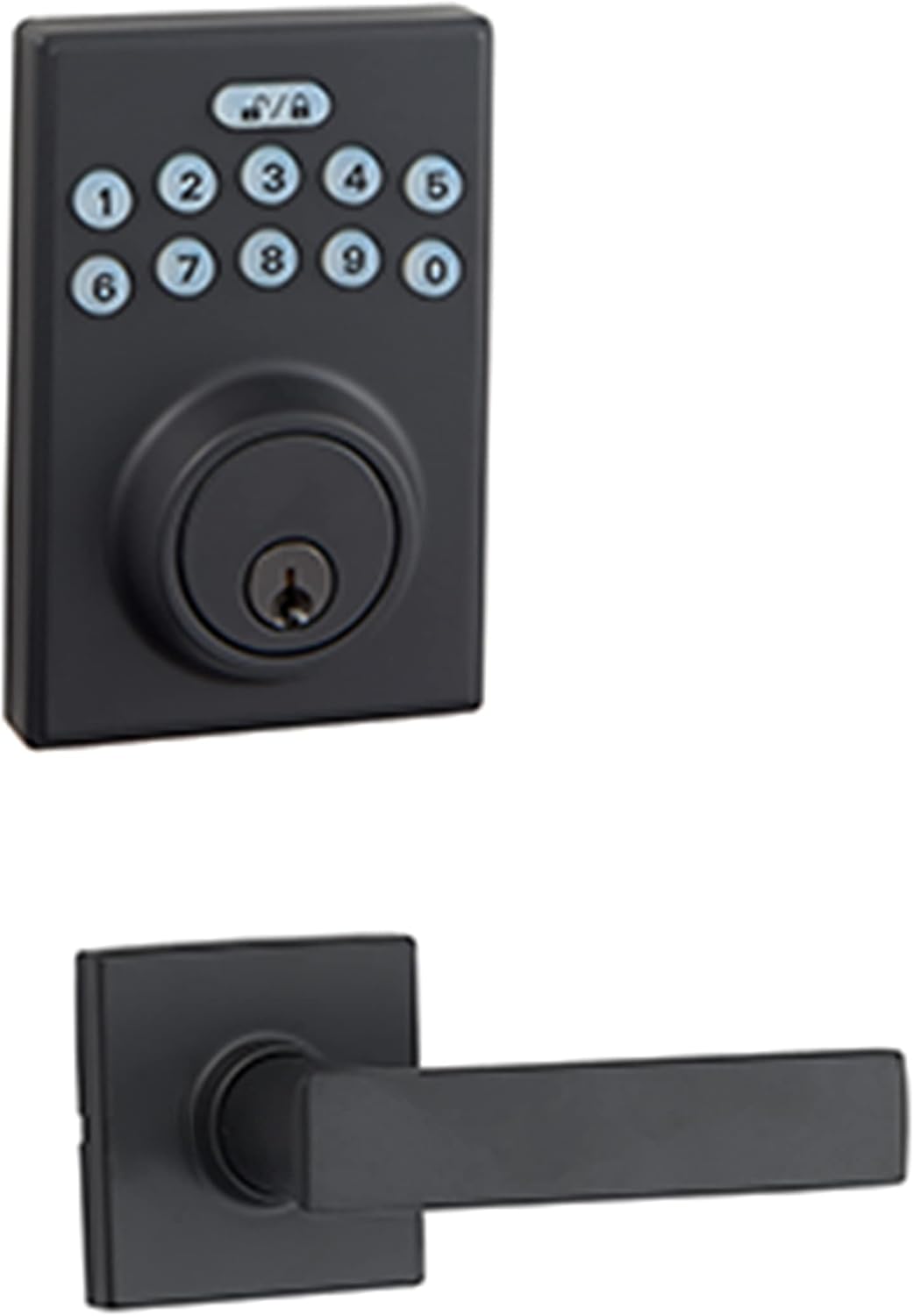 Alternative view of Amazon Basics Contemporary Electronic Keypad, Keyless Entry Door Lock Deadbolt with Handle Set, Key Pad Front Door with Knob, Contemporary Door Locks for Front Door, Door Handle, Matte Black, 1-Pack