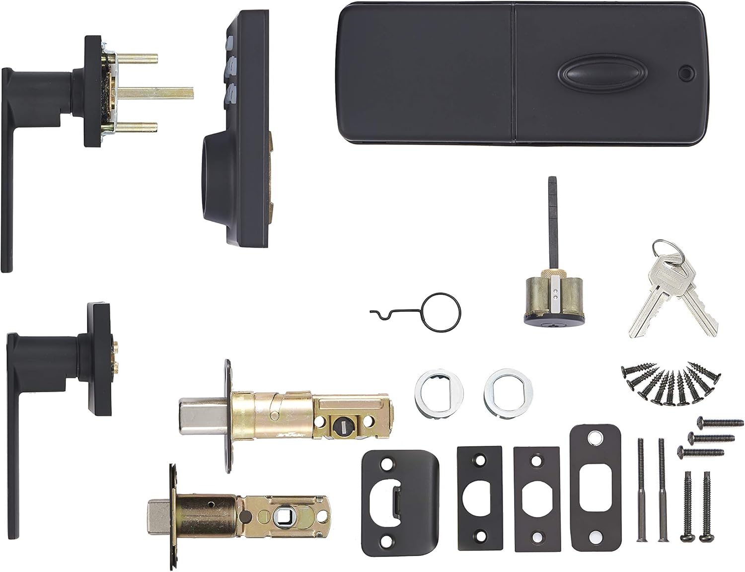 Amazon Basics Contemporary Electronic Keypad, Keyless Entry Door Lock Deadbolt with Handle Set, Key Pad Front Door with Knob, Contemporary Door Locks for Front Door, Door Handle, Matte Black, 1-Pack - Image 3