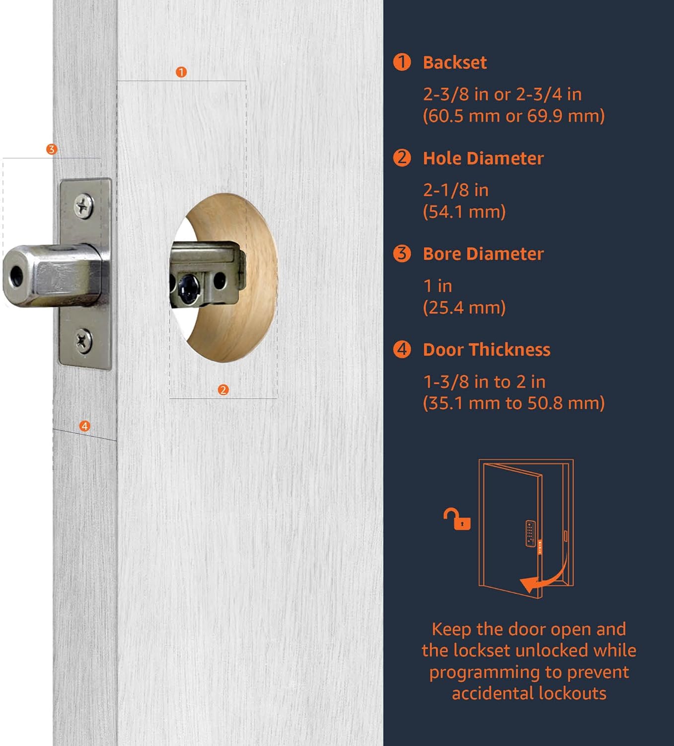 Amazon Basics Contemporary Electronic Keypad, Keyless Entry Door Lock Deadbolt with Handle Set, Key Pad Front Door with Knob, Contemporary Door Locks for Front Door, Door Handle, Matte Black, 1-Pack - Image 5