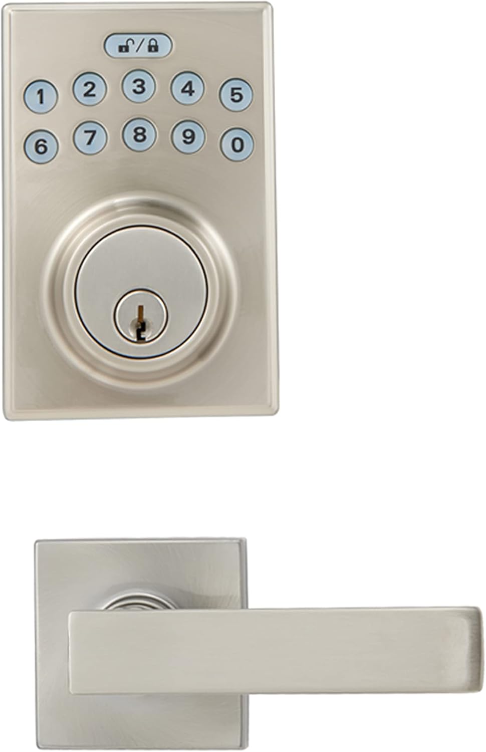 Amazon Basics Contemporary Electronic Keypad, Keyless Entry Door Lock Deadbolt with Handle Set, Key Pad Front Door with Knob, Contemporary Door Locks for Front Door, Door Handle, Matte Black, 1-Pack - Image 8