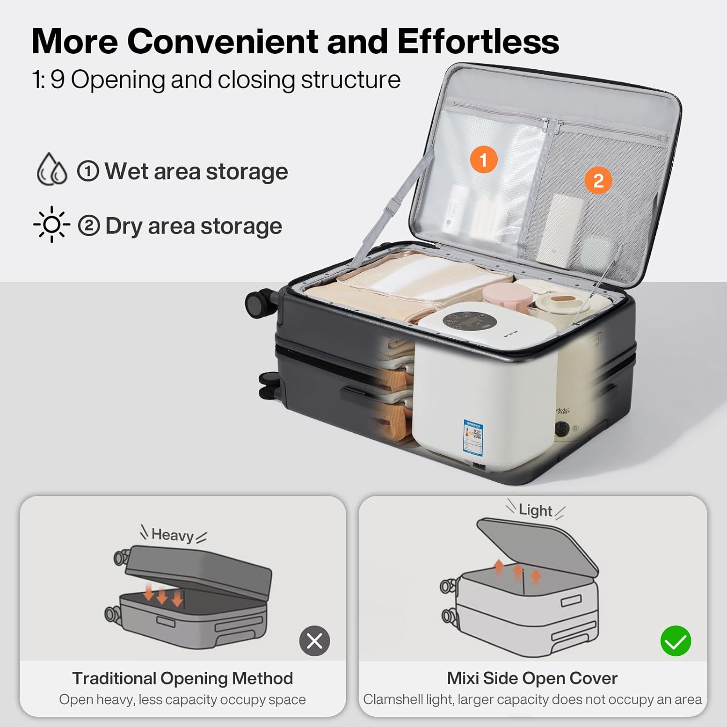 Alternative view of mixi 24 Inch Large Expandable Checked Luggage PC Hard Shell Suitcase Top Opening Rolling Travel Suitcases with Spinner Wheels & TSA Lock, Rock Gray