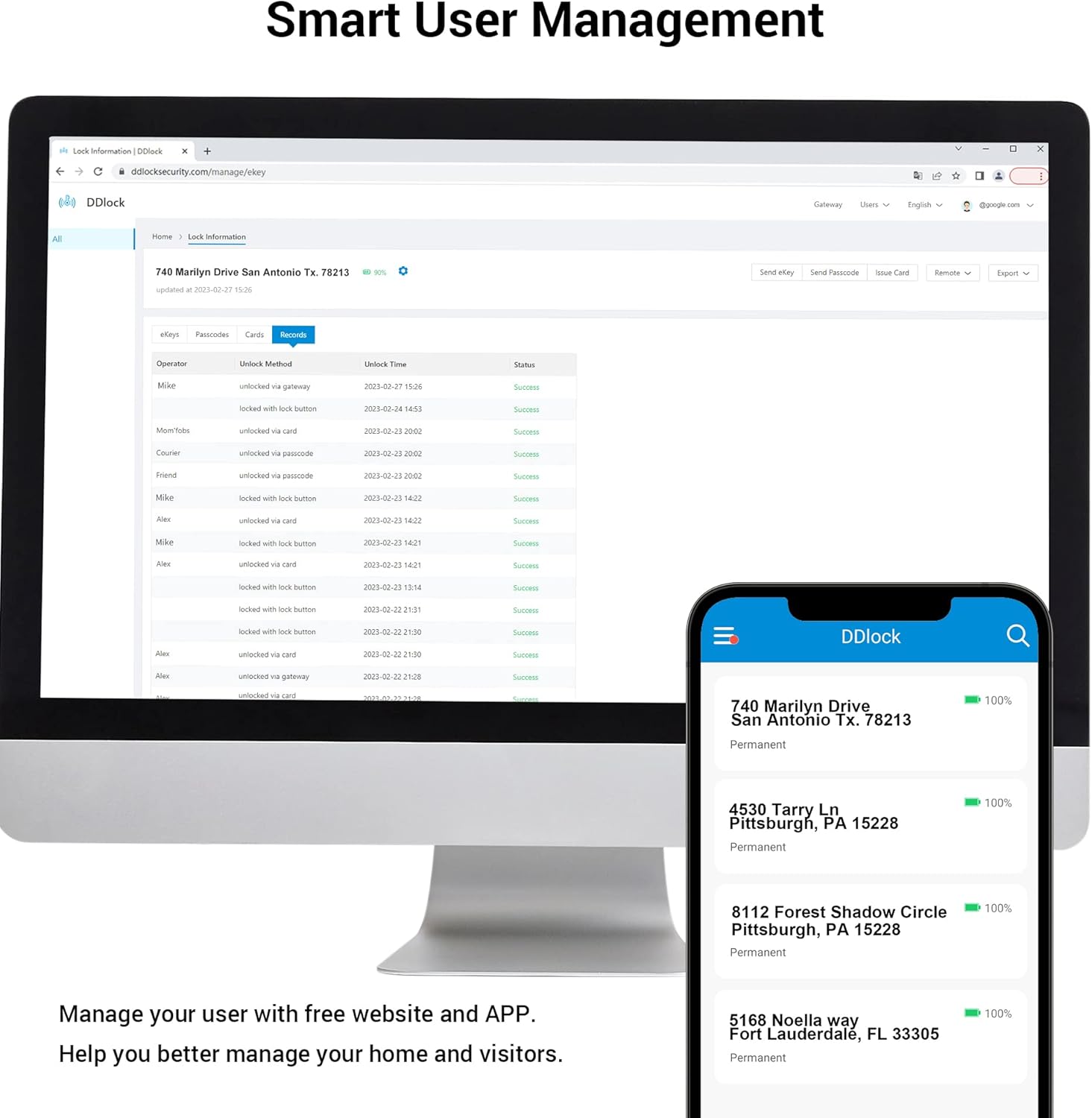 Veise RZ06B Smart Lock for Front Door, 2 Lever Handle Set, Keyless Entry Deadbolt, App Control, Electronic Digital Touchscreen Keypad, Auto Lock, IP54 Waterproof, Easy Installation, Satin Nickel - Image 4
