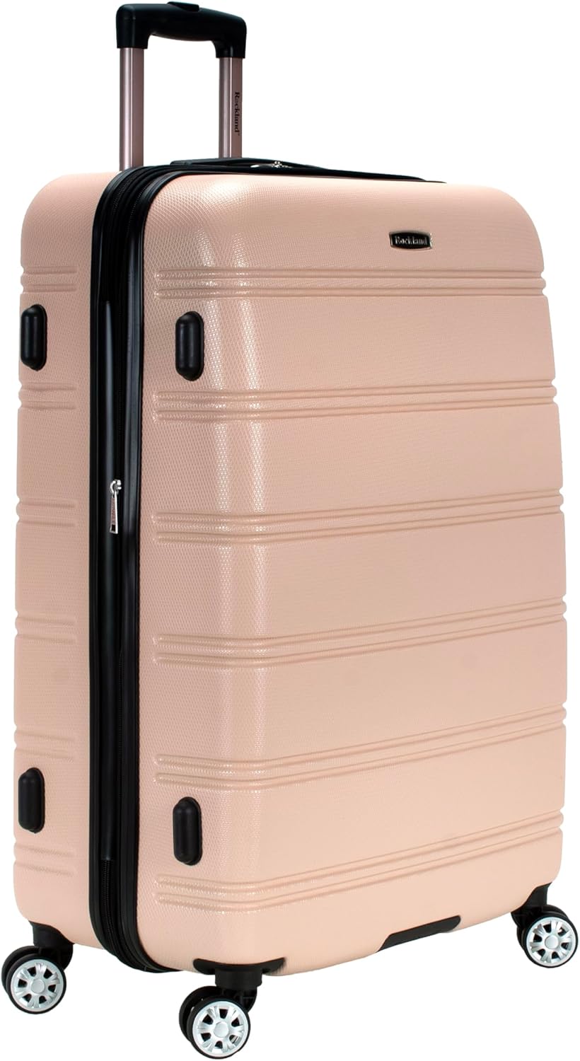 Rockland Melbourne Hardside Expandable Spinner Wheel Luggage, Champagne, Checked-Large 28-Inch (F1603-CHAMPAGNE)
