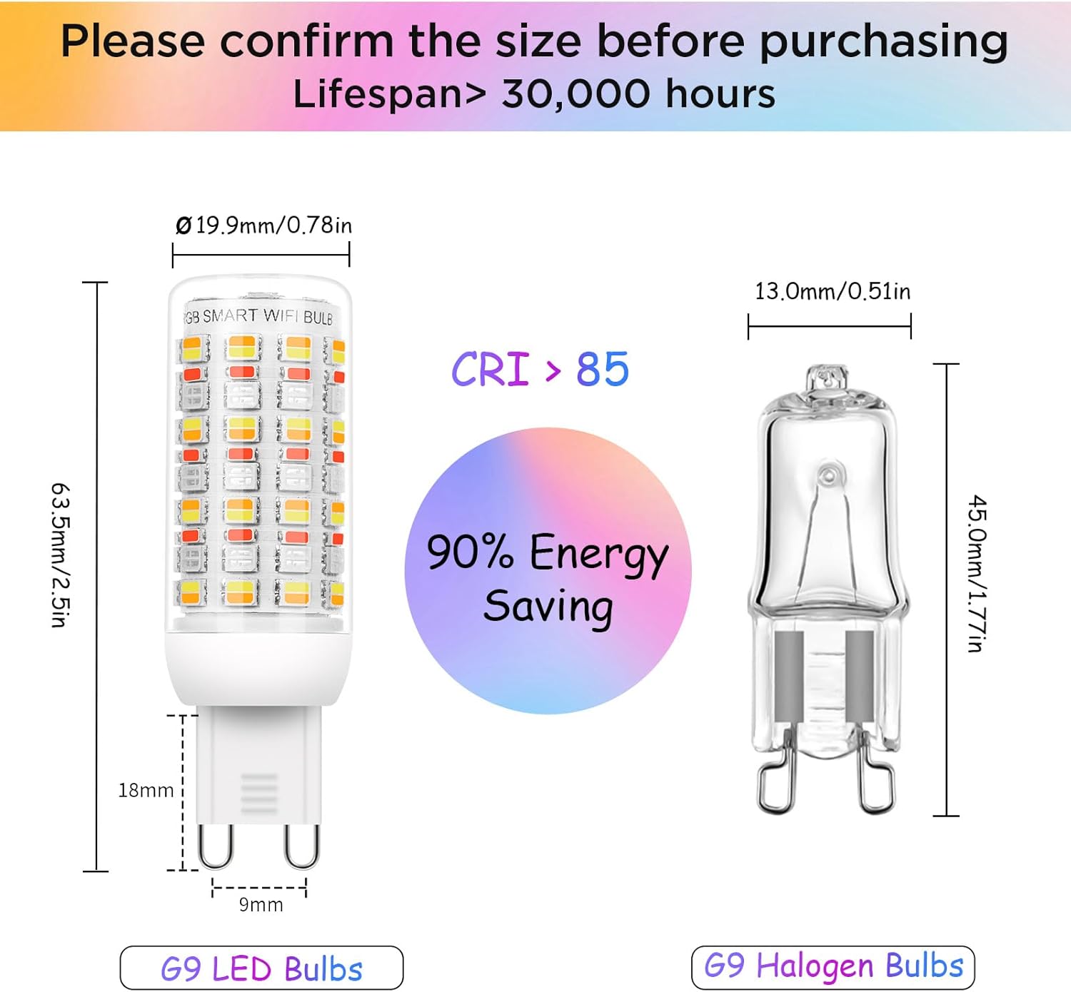 Alternative view of I-SHUNFA Wi-Fi RGBCW Smart G9 LED Bulbs,Compatible with Alexa/Google Home,Multicolour Dimmable,2700K-6500K,AC 120V 4W,400LM Brightness Adjustable 1%-100%,with Musical Rhythm LED Light Bulb,3 Pack